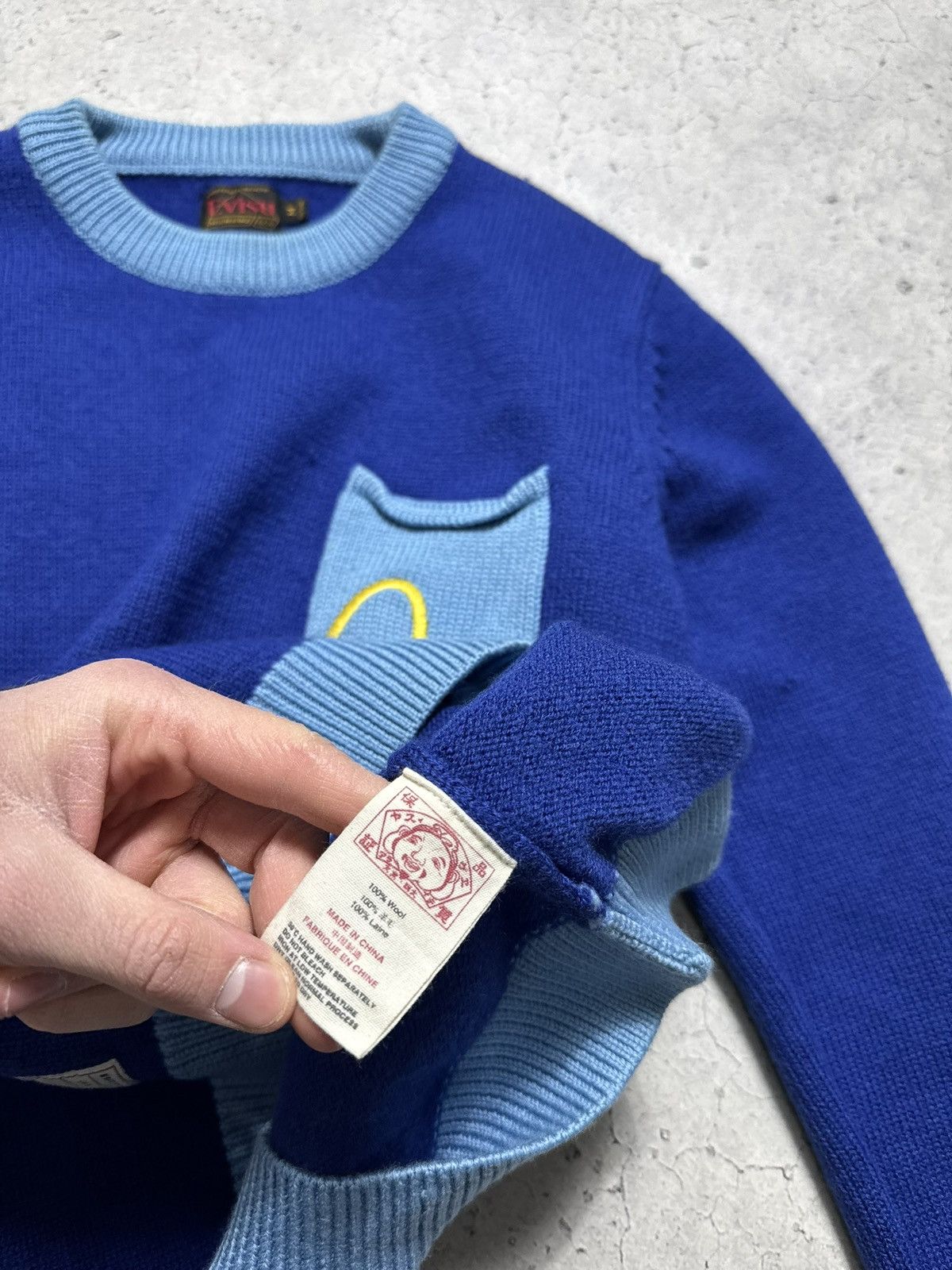 Evisu Evisu Knitted Sweater Logo Vintage Size M Wool Size US M / EU 48-50 / 2 - 7 Thumbnail