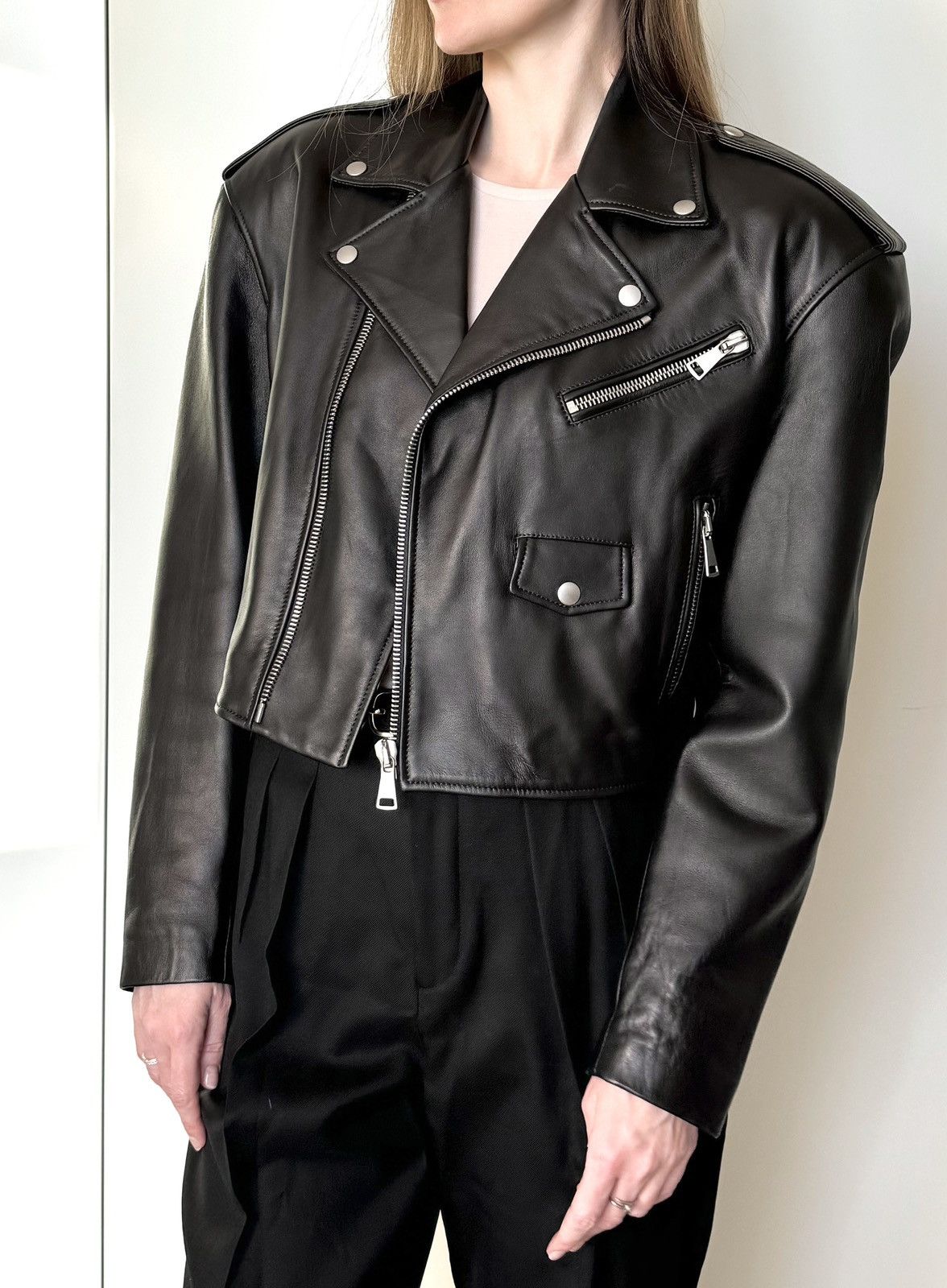Other Halfboy Chiodo cropped biker jacket black leather Size S / US 4 / IT 40 - 2 Thumbnail