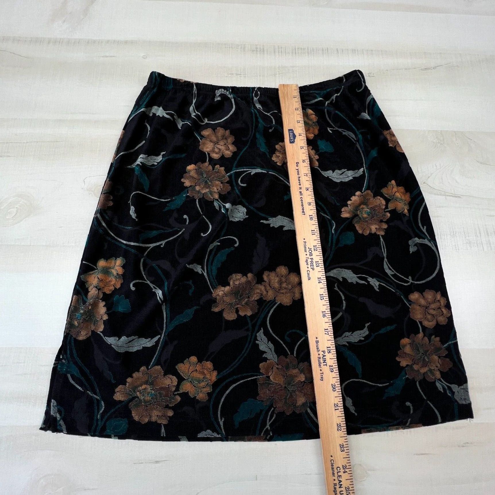 Vintage Francesca Rose Women Skirt XL Black Floral Knit Pencil Straight Elastic Waist Nw Size 40" / US 18 - 5 Thumbnail