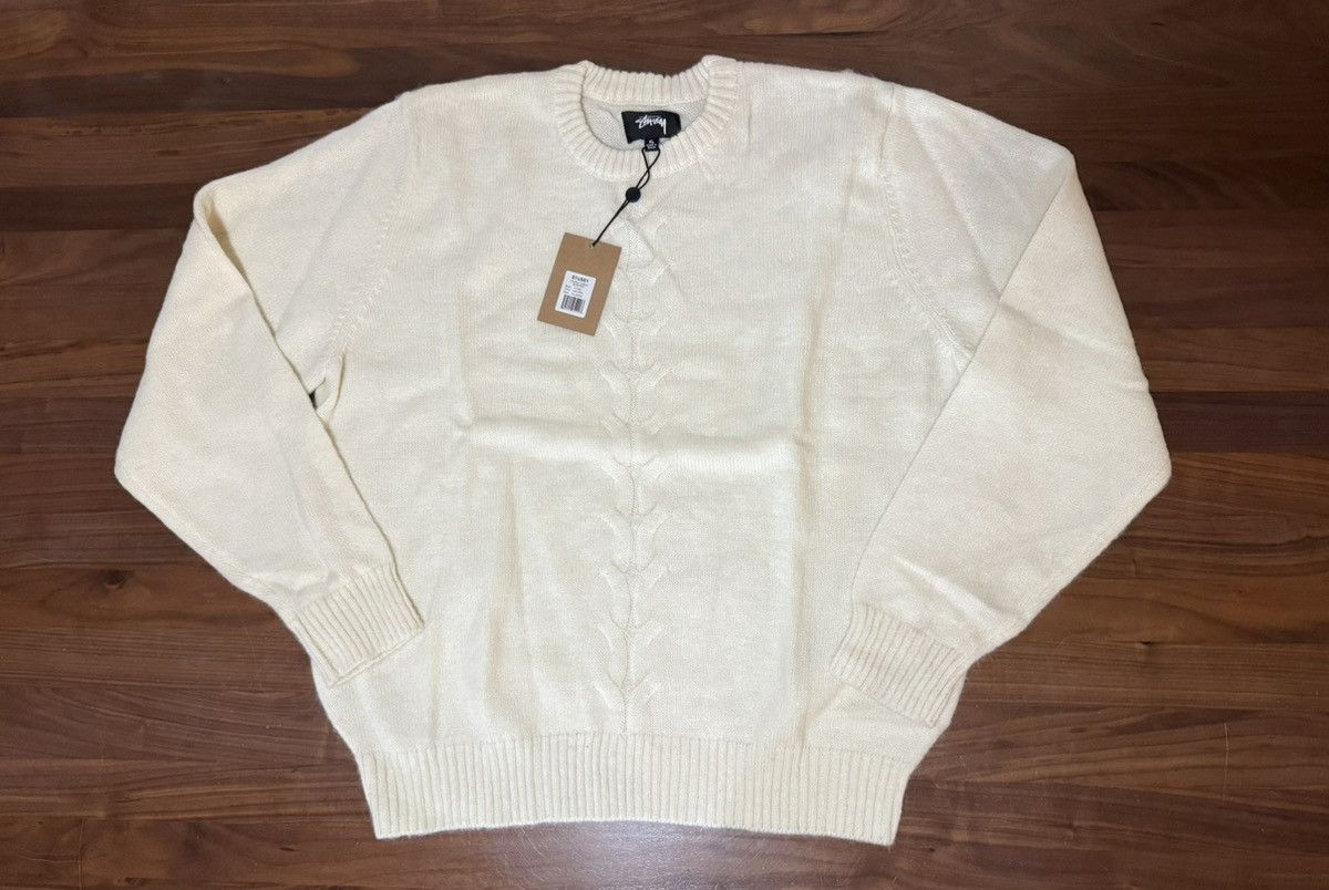 STÜSSY Double Cable Sweater in Natural Men's Size XL