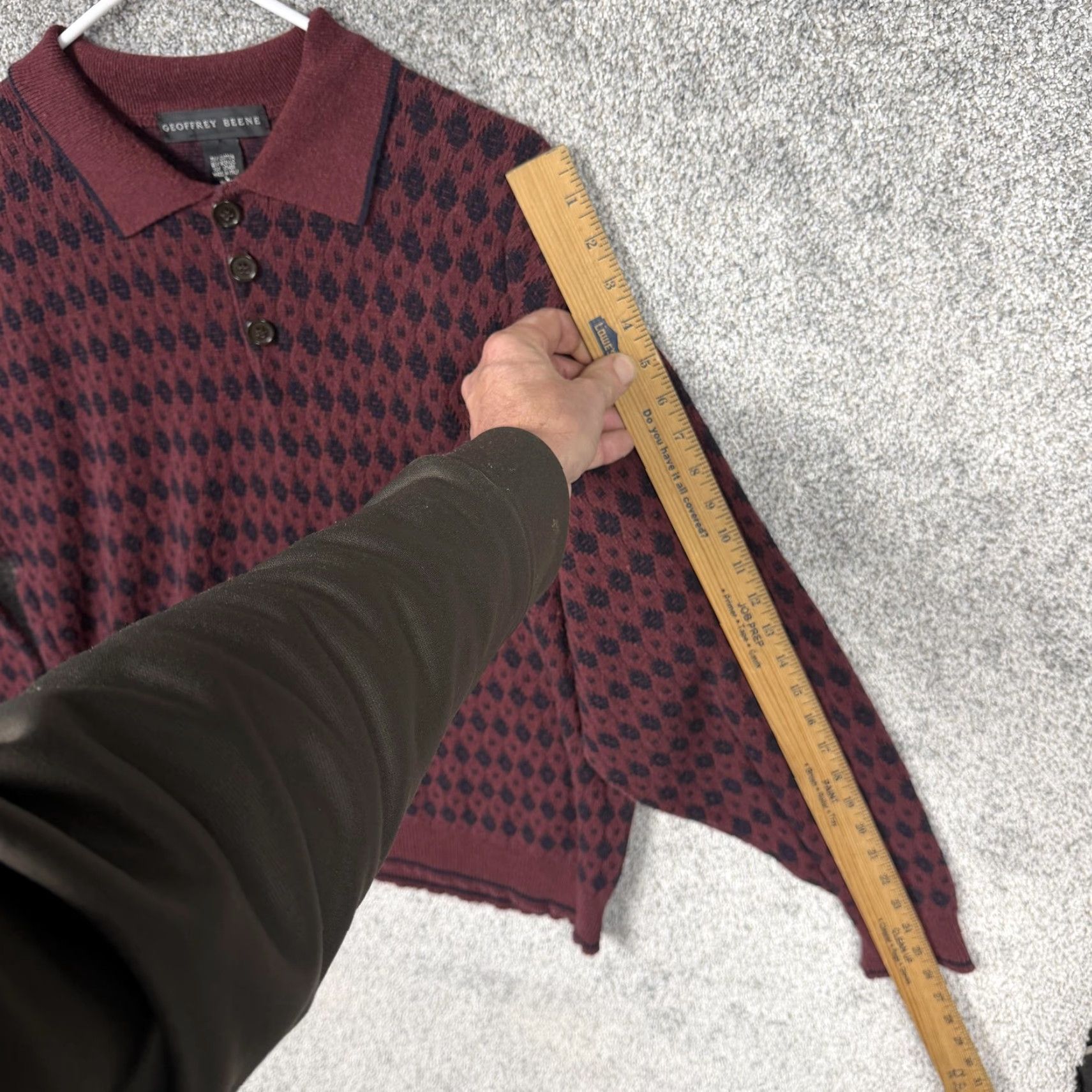 Geoffrey Beene VINTAGE Geoffrey Beene Sweater Mens L Red Argyle Dark Academia Italy Made Size US L / EU 52-54 / 3 - 3 Thumbnail