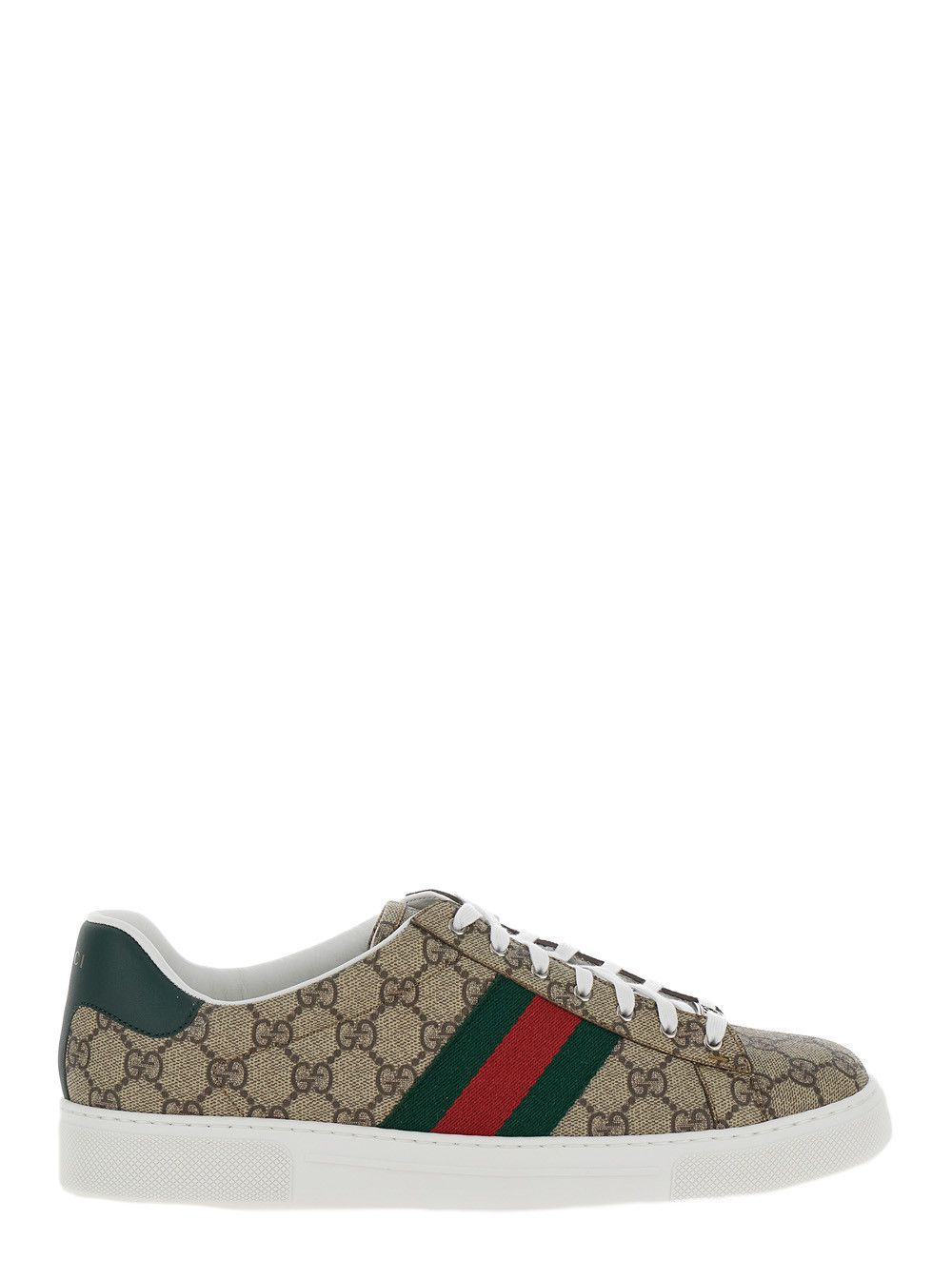 Gucci 'Gucci Ace' Beige and Ebony Low Top Sneakers with Web Detail in GG Canvas for Men Size US 10 / EU 43 - 1 Thumbnail
