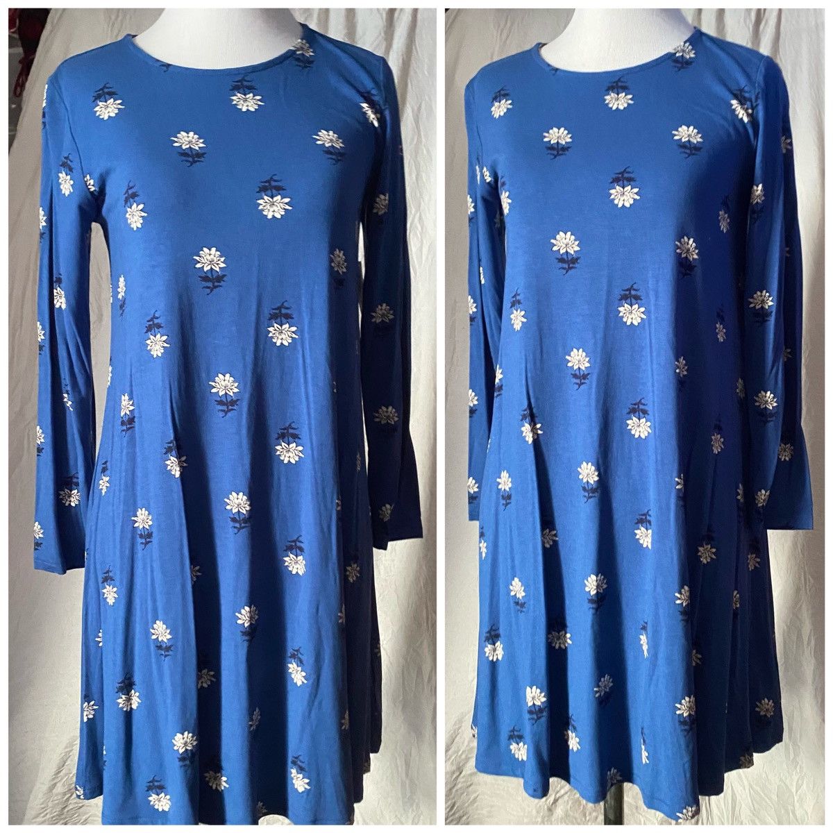 Old Navy Old Navy, Blue Floral, 3/4 Long Sleeve Mini Dress Size XS / US 0-2 / IT 36-38 - 3 Thumbnail