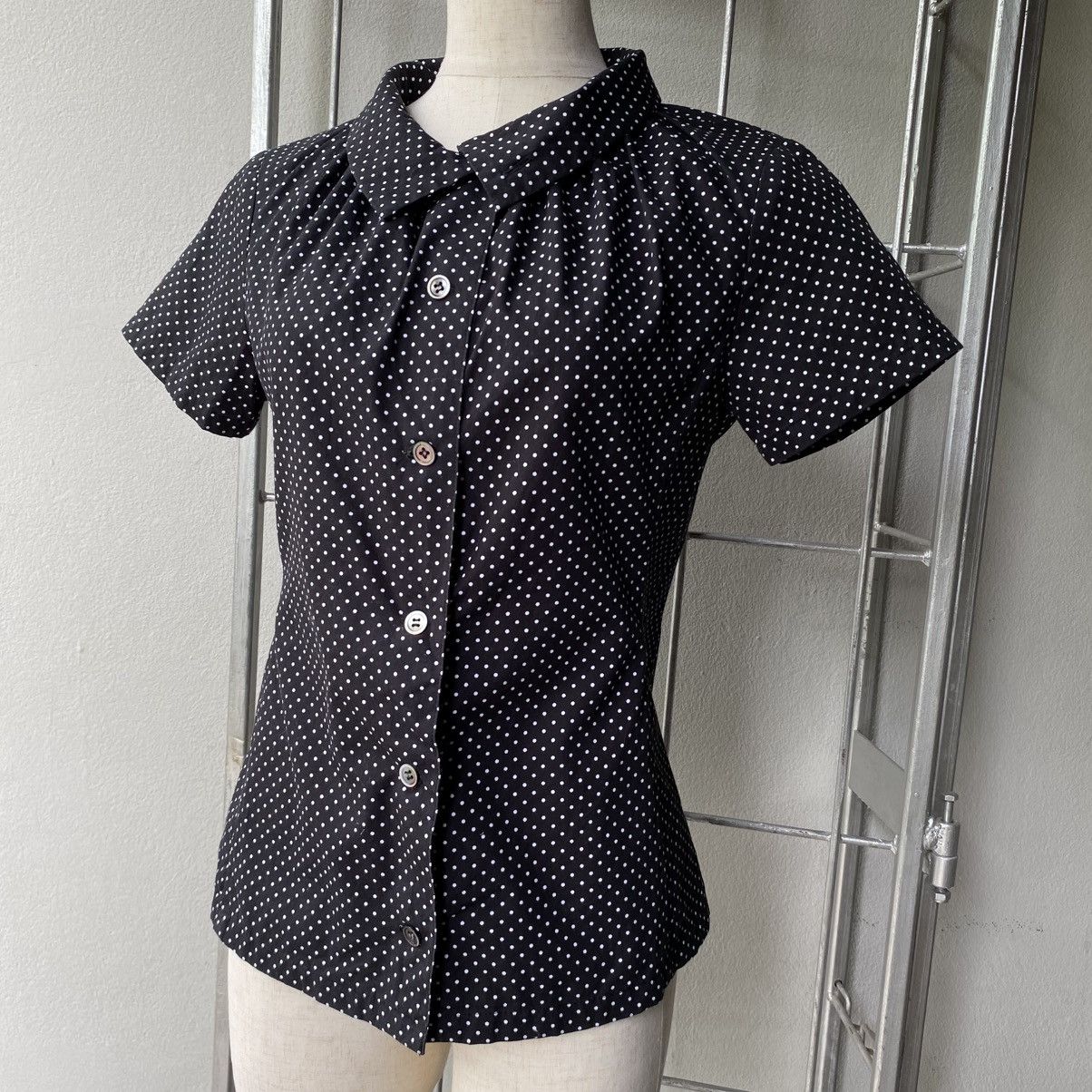 Japanese Brand A/T Black Dot Blouse with Peter Pan Collar Size S / US 4 / IT 40 - 23 Thumbnail
