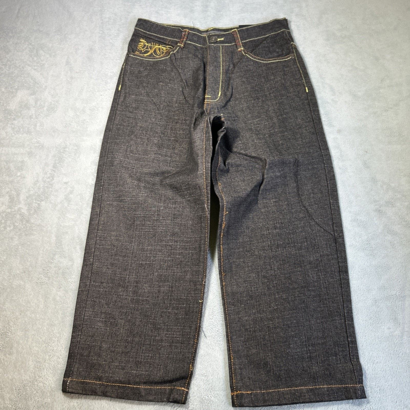 JNCO Beyond Baggy Embroidered Jeans Youth Large 27x20 Loose Wide Size US 27 - 2 Thumbnail
