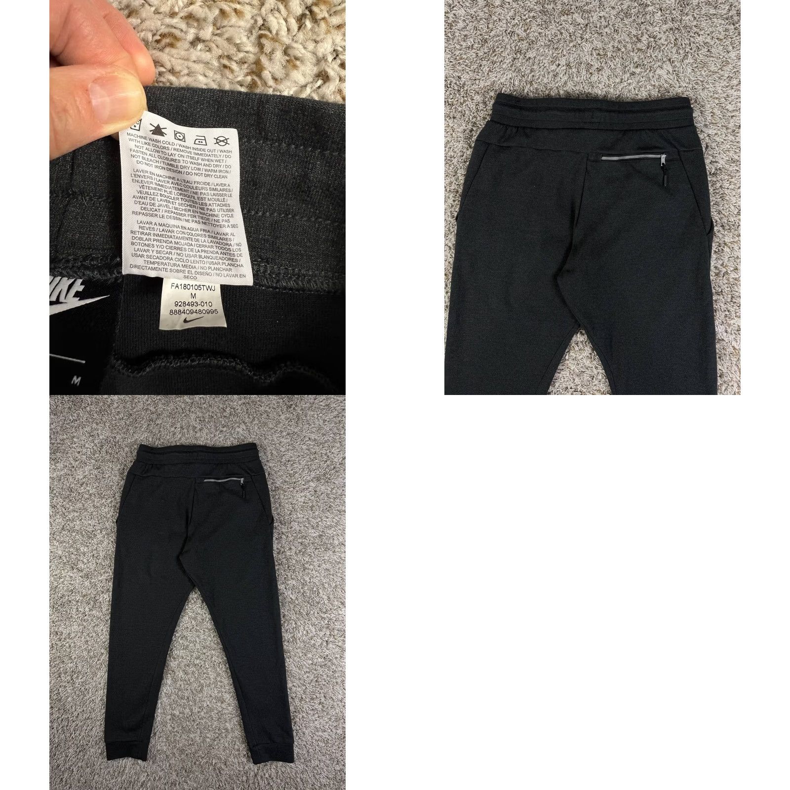 Nike NIKE Joggers Men M Black Fleece Tapered Drawstring Activewear Streetwear 928493-010 Size US 31 - 8 Thumbnail