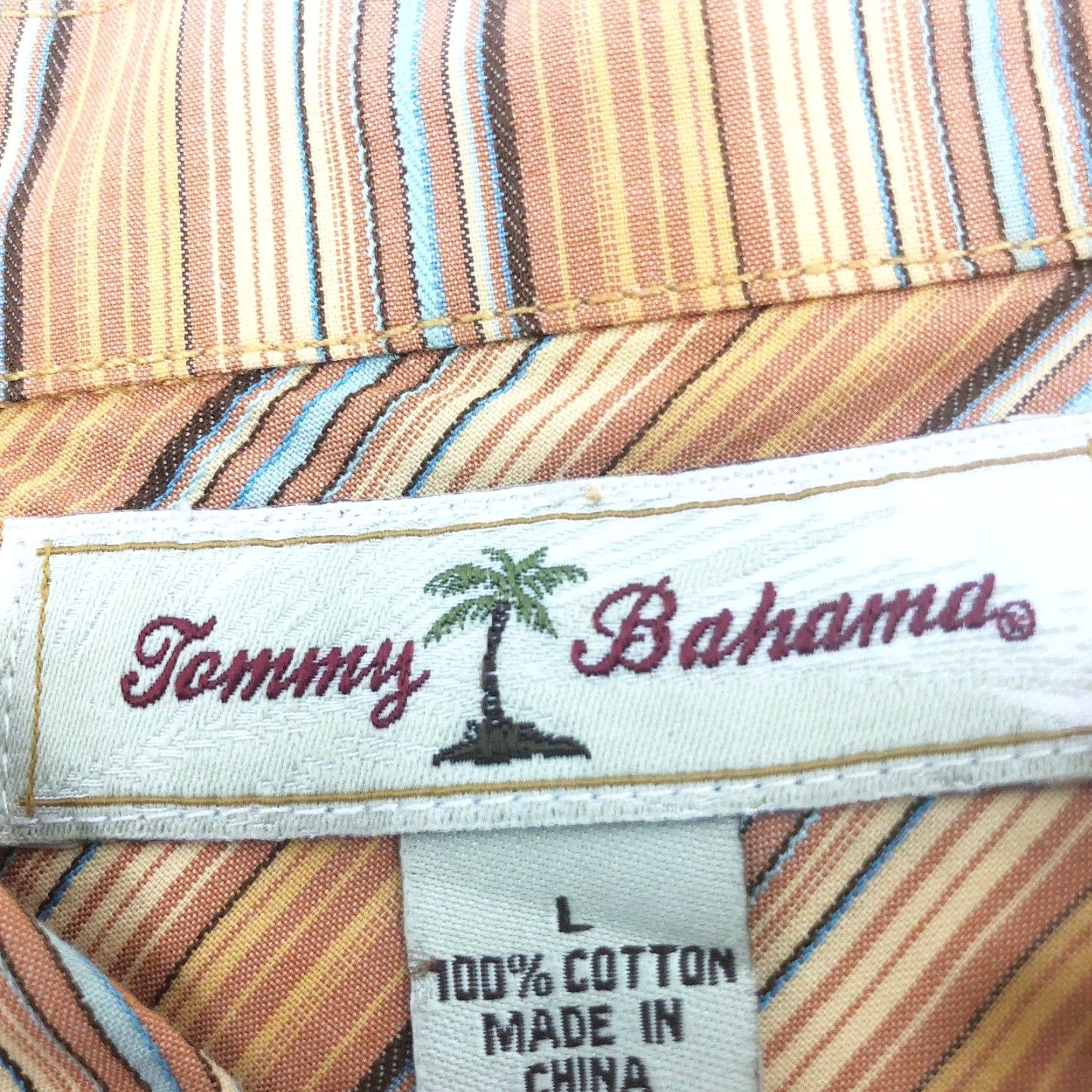 Tommy Bahama Tommy Bahama Shirt Men L Yellow Orange Blue Striped Button-Up Long Sleeve Cotton Size US L / EU 52-54 / 3 - 4 Thumbnail