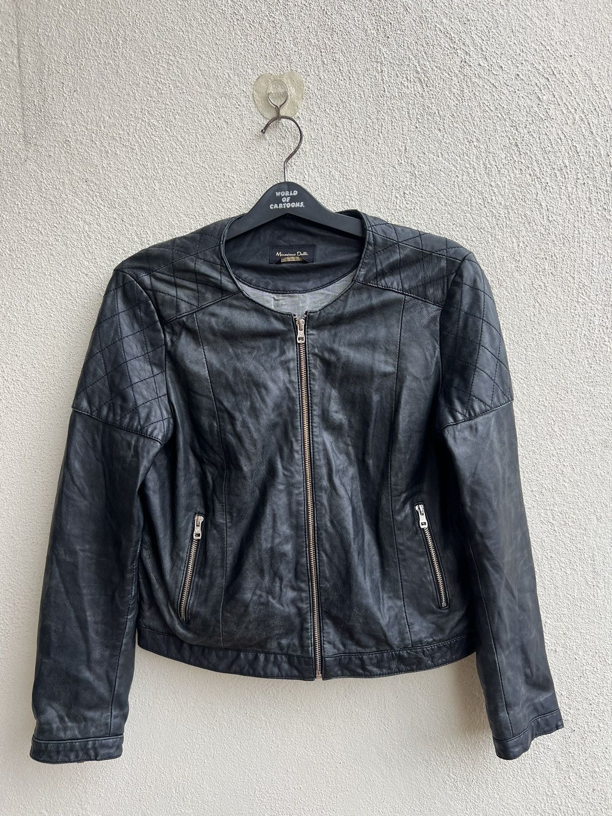 Massimo Dutti Vintage Massimo Dutti Distress Fade Leather Biker Jacket Size XL / US 12-14 / IT 48-50 - 23 Thumbnail