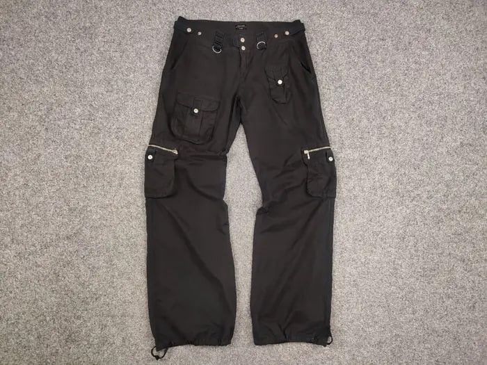 Japanese Brand Rare Vintage Y2K Japanese Black cotton Cargo Baggy Pants Size US 32 / EU 48 - 11 Thumbnail