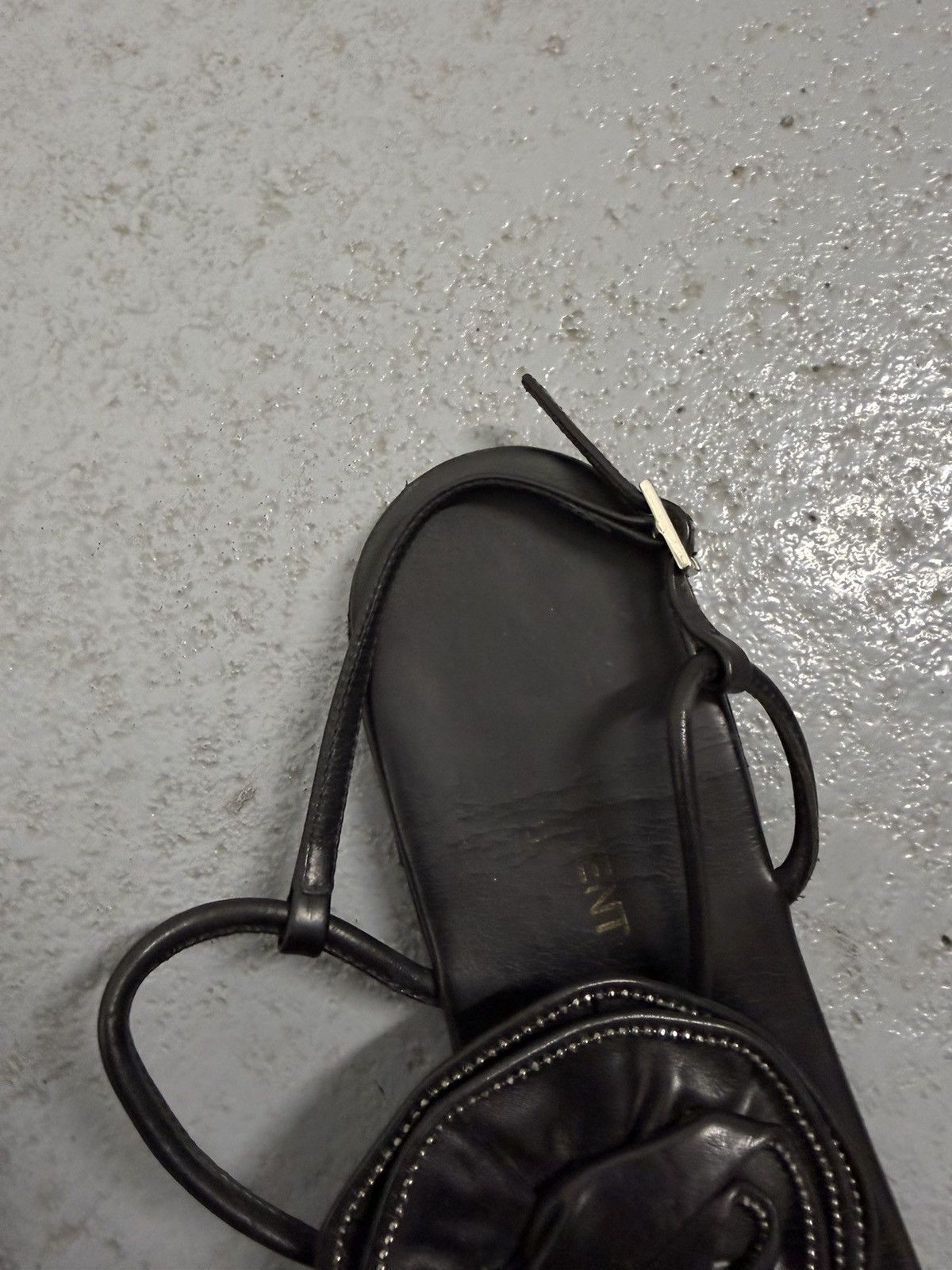 Saint Laurent Paris Saint Laurent Leather Flower Sandals Size US 7.5 / IT 37.5 - 4 Thumbnail