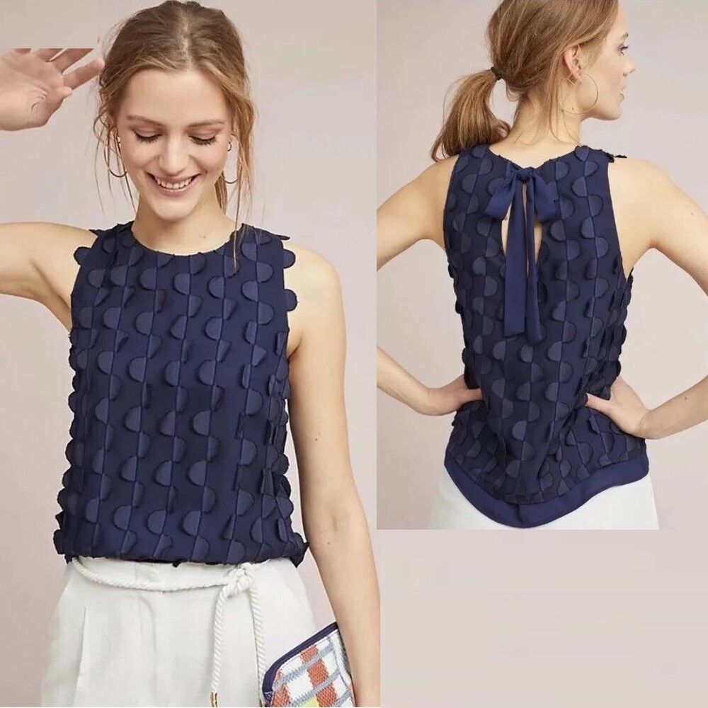 Other Maeve Anthropologie Dimensional Navy Sleeveless Blouse Size Size XL / US 12-14 / IT 48-50 - 1 Thumbnail