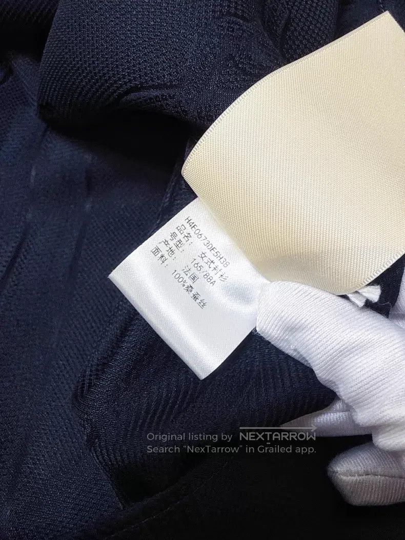 Hermes Hermes Dark Blue Silk Jacquard Long Sleeve Shirt Top Size XS / US 0-2 / IT 36-38 - 7 Thumbnail