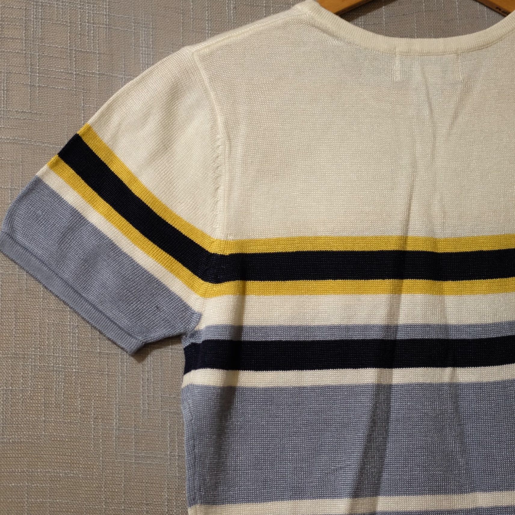 MooRER VINTAGE Jennifer Moore Shortsleeve Sweater Stripe Lightweight Womens M #A13-20 Size M / US 6-8 / IT 42-44 - 6 Thumbnail