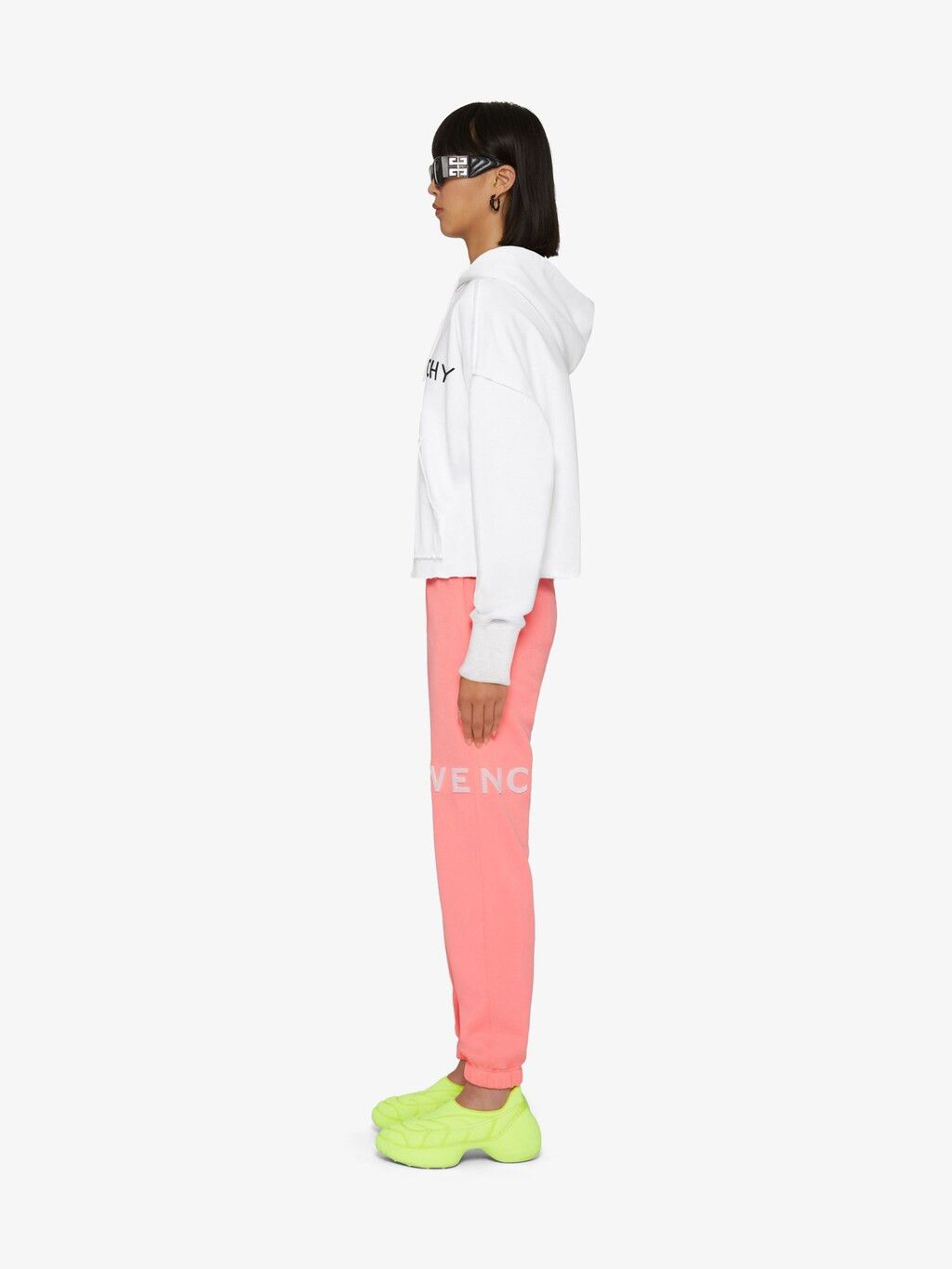 Givenchy o1srvl11e0725 Archetype Cropped Hoodie in Fleece in White Size S / US 4 / IT 40 - 3 Thumbnail