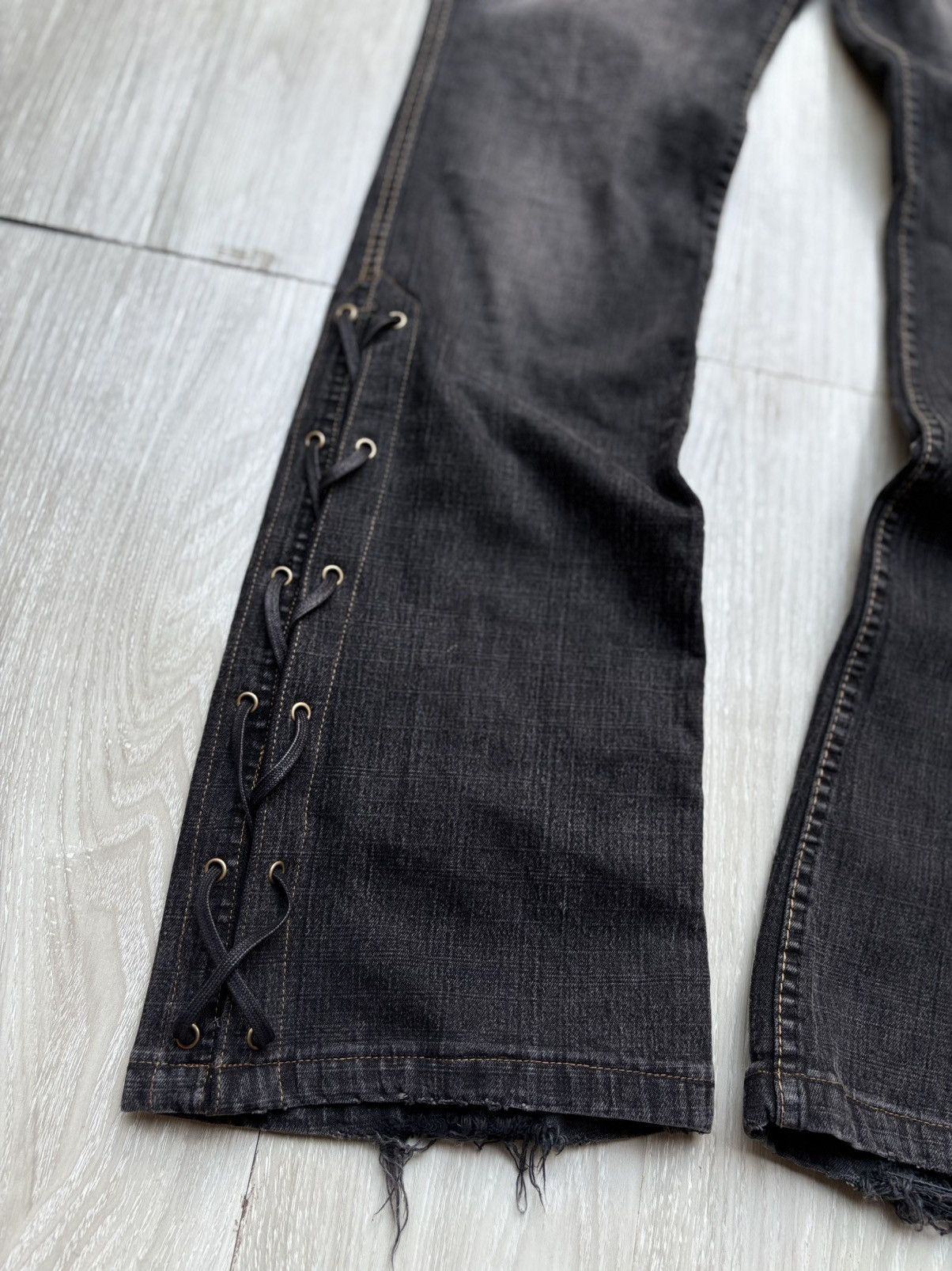 Japanese Brand WOW lace up flare jeans Size US 27 - 3 Thumbnail
