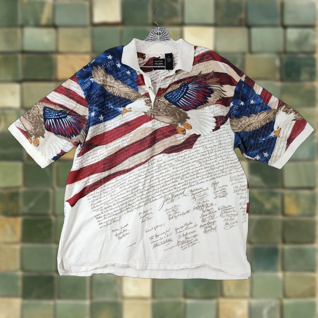 Cotton Traders COTTON TRADERS Sports Polo Shirt Mens XL Red White Blue Short Sleeve Size US XL / EU 56 / 4 - 1 Thumbnail