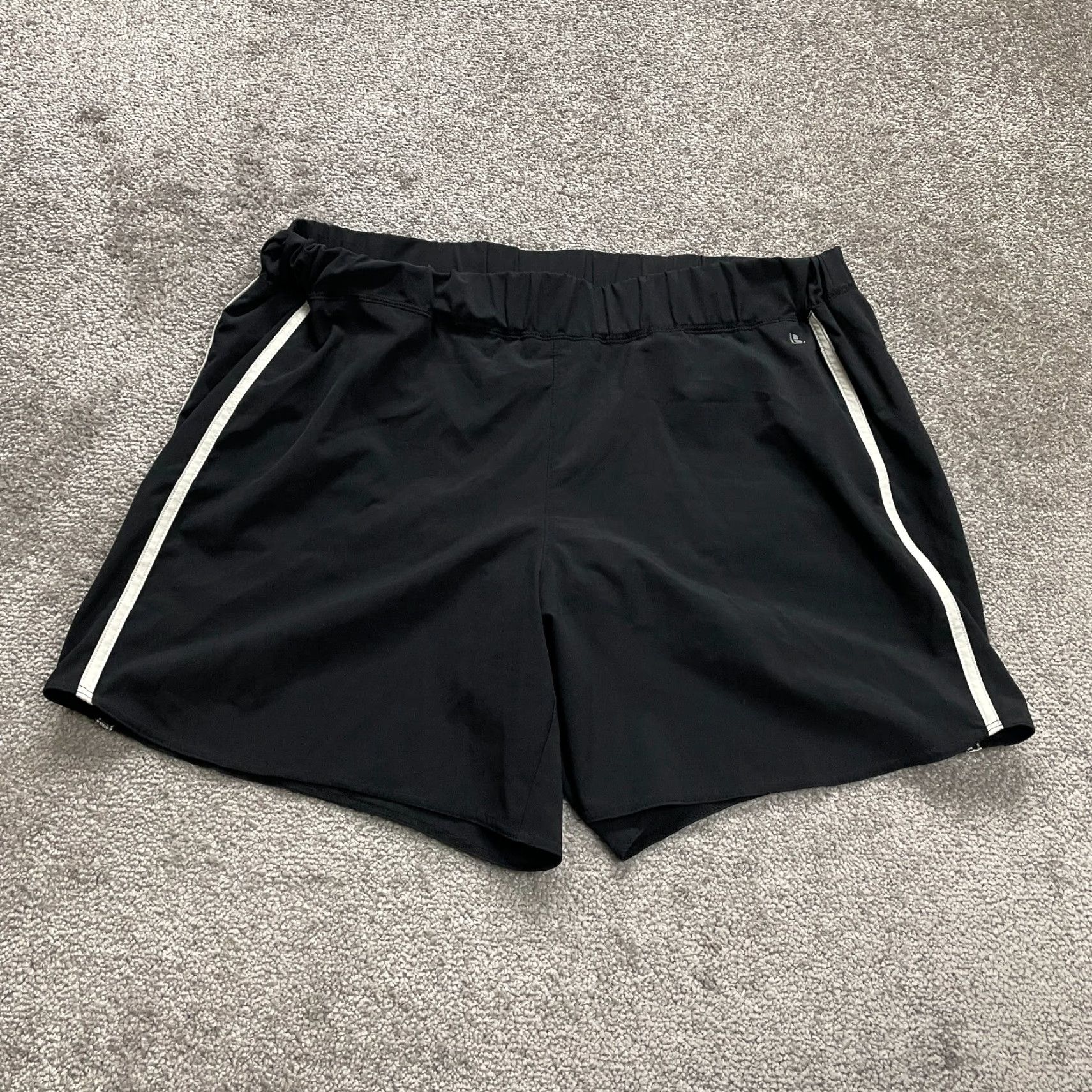 Vintage B Active Shorts Women 14/16 Black White Elastic Athletic Athleisure Running 36x6 Size 36" / US 14 / IT 50 - 2 Thumbnail