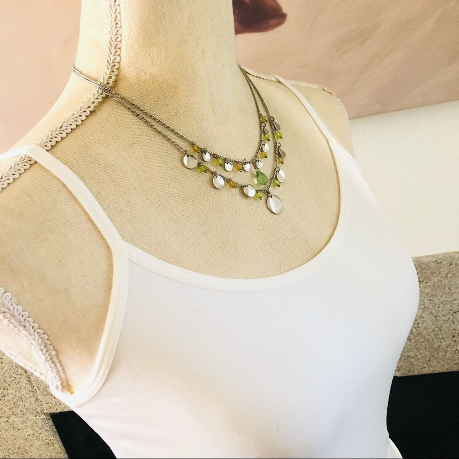 Jewelry Lia Sophia silver disc faceted glass crystal necklace Size ONE SIZE - 2 Thumbnail