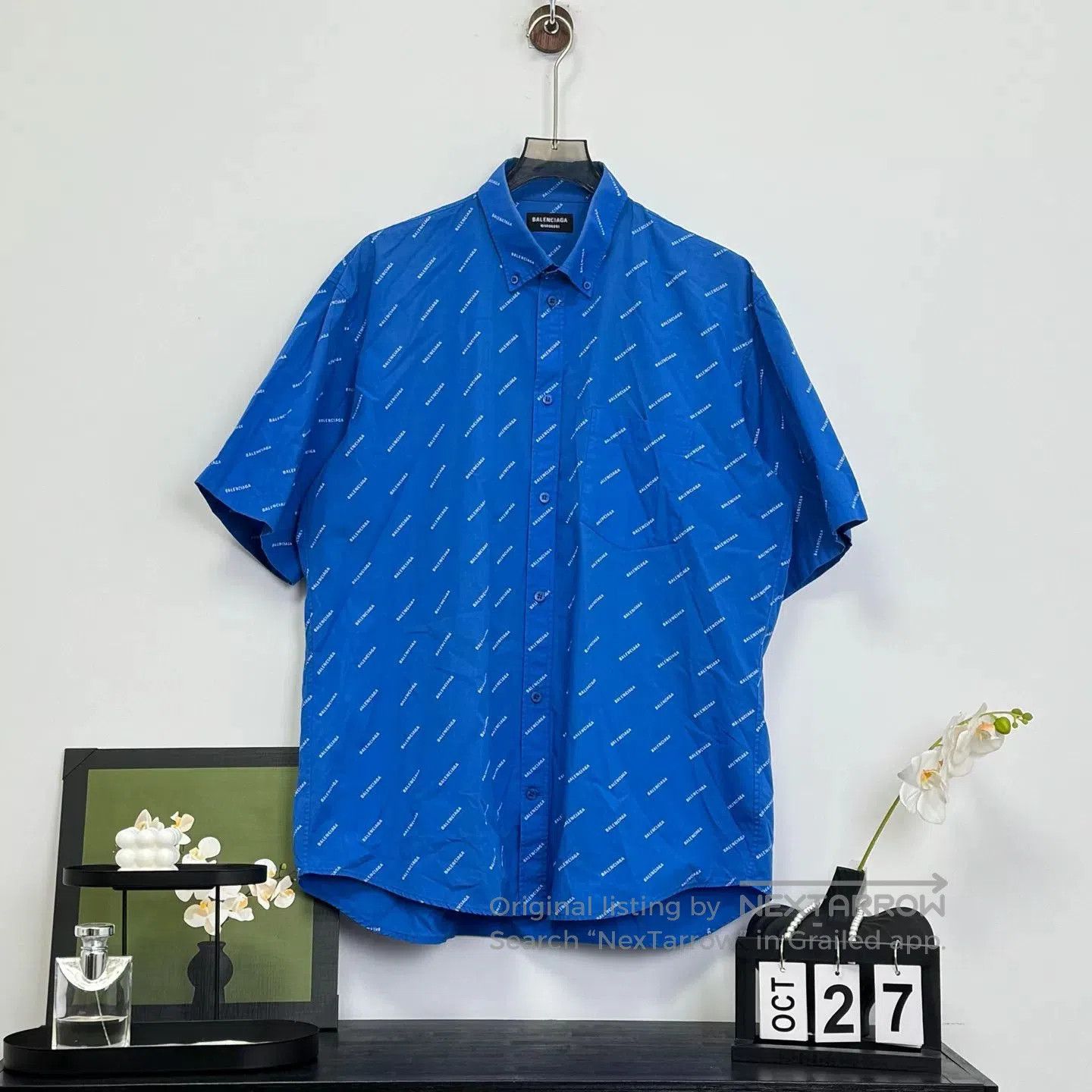 Balenciaga Balenciaga Blue Logo Short Sleeve Shirt. Size US XXS / EU 40 - 1 Thumbnail