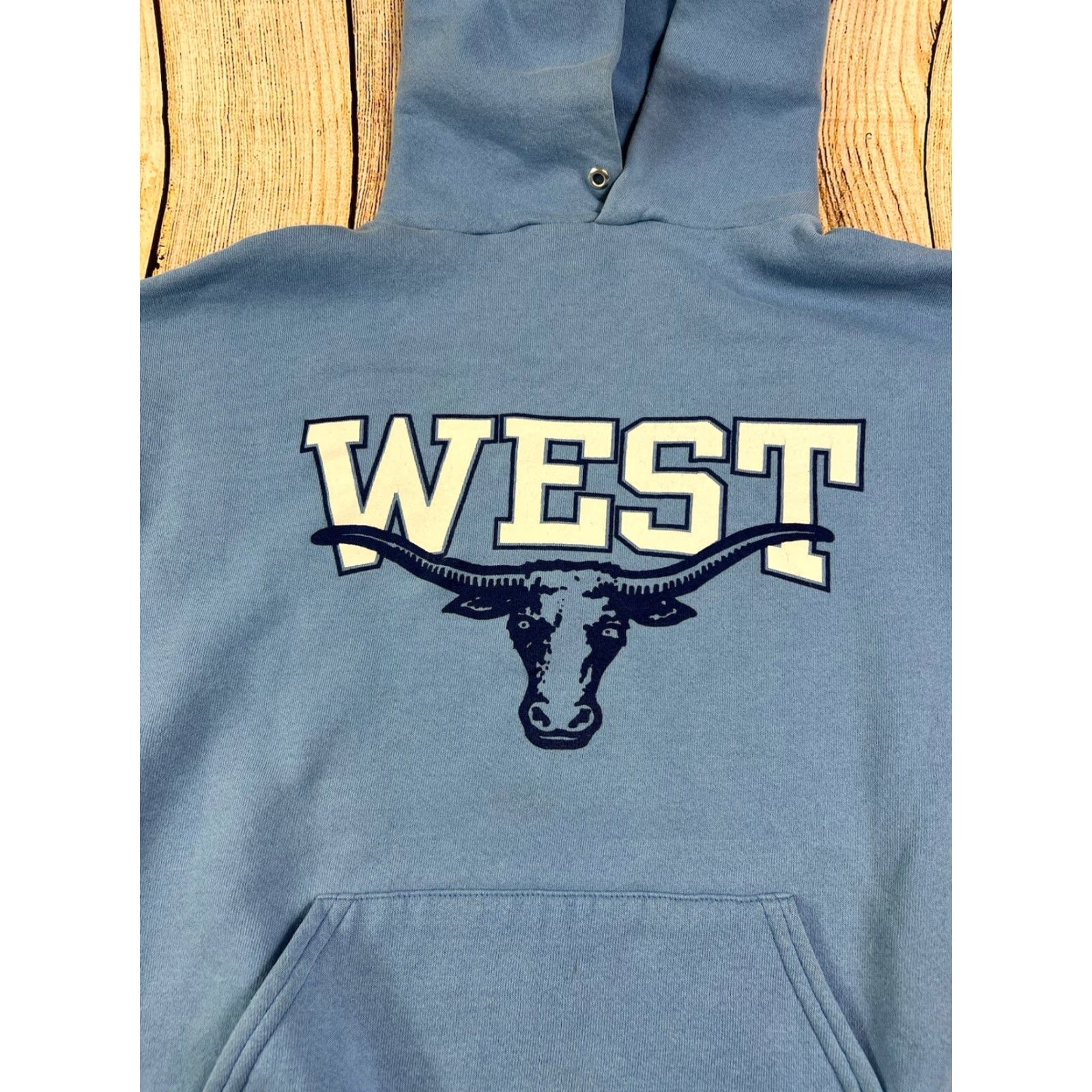 Jerzees VINTAGE Jerzees West Longhorns Blue Hoodie Sweatshirt L Men's, 90s College University, Hooded Pockets Fleece, Pullover Size US L / EU 52-54 / 3 - 3 Thumbnail