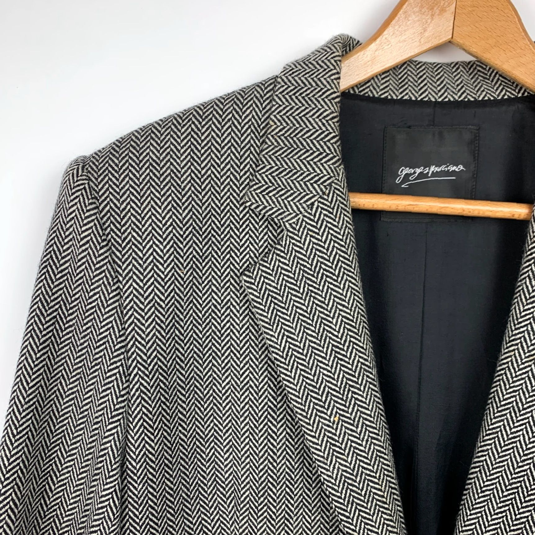 Vintage Vintage Georges Marciano Guess Black White Wool Herringbone Blazer Womens 10 Blazer Suit Jacket 10 Wool 90s Mens Womens Size L / US 10 / IT 46 - 2 Thumbnail