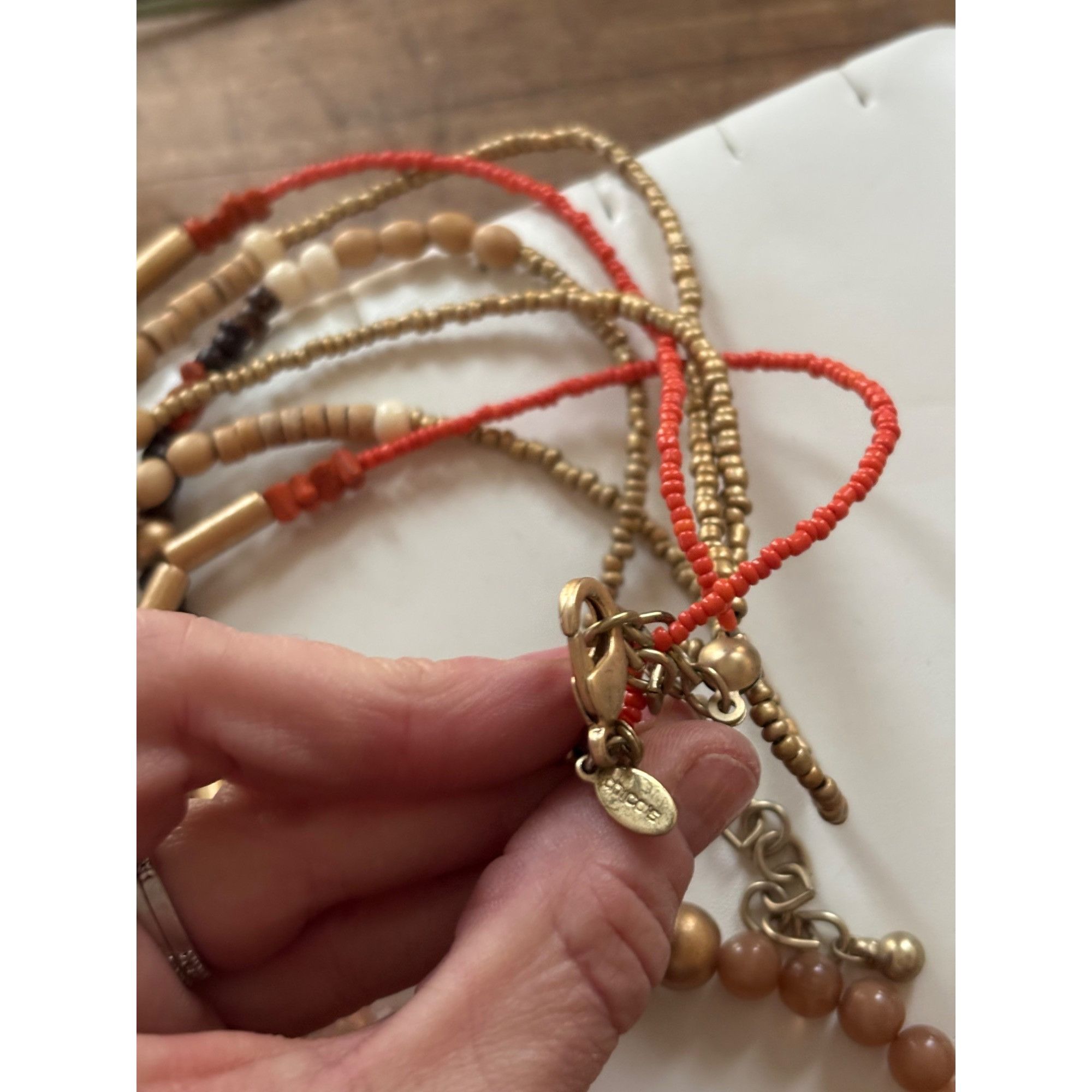 Chicos Chicos Multi-Strand Beaded Necklace With Orange Pendant Size ONE SIZE - 8 Thumbnail