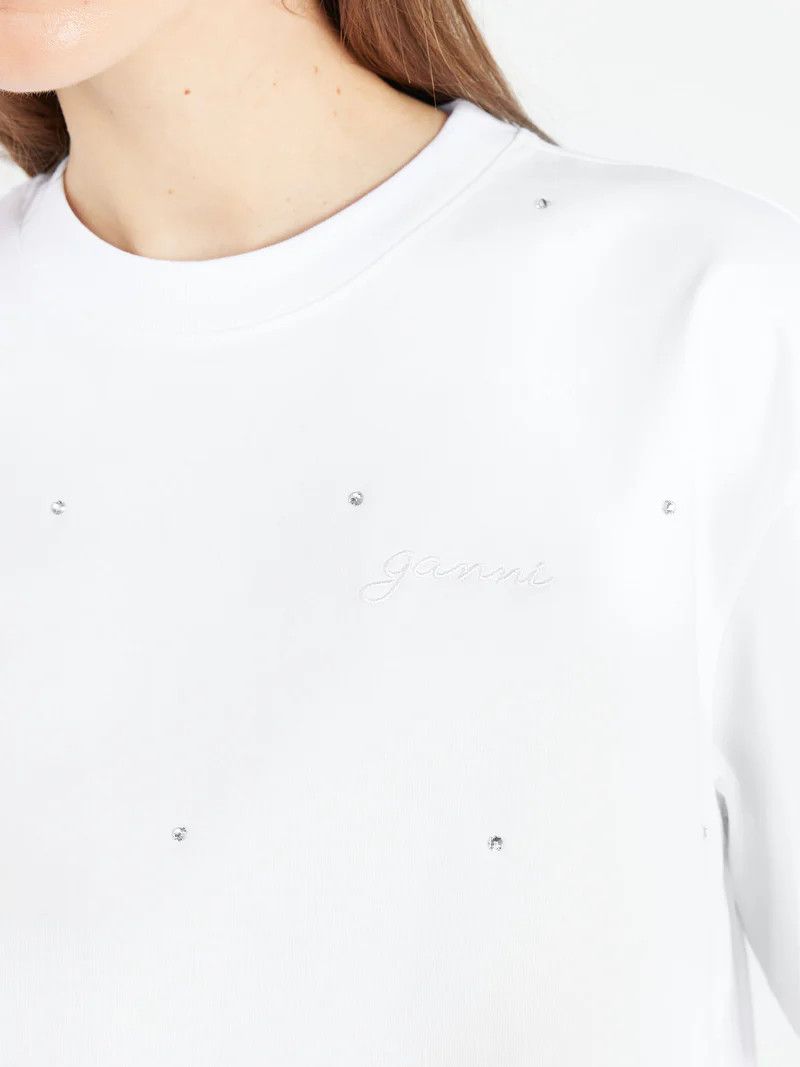 Ganni o1s22i1n0525 Crewneck T-Shirt in White Size S / US 4 / IT 40 - 5 Thumbnail