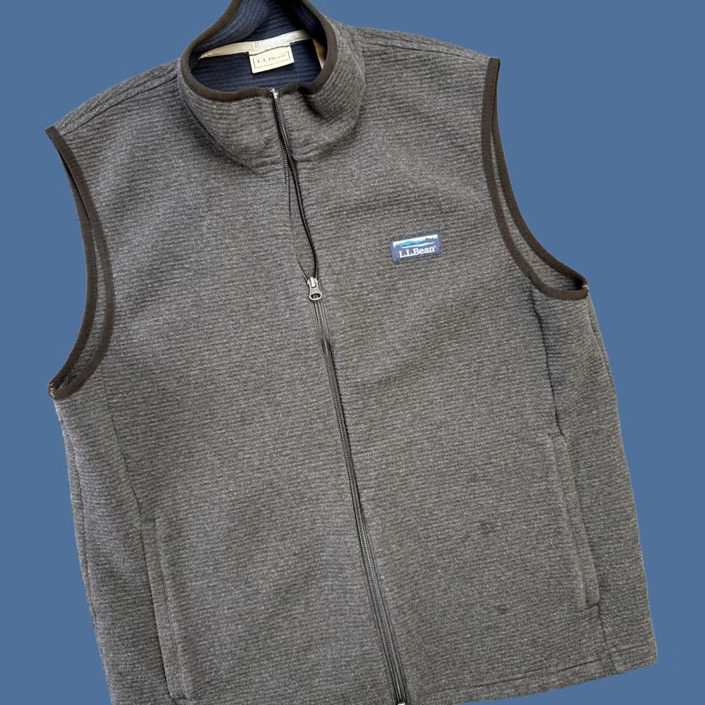 Vintage L.L. Bean Vest Men M Gray Lakewashed Double Knit Ribbed Full Zip Pocket Size US M / EU 48-50 / 2 - 1 Thumbnail