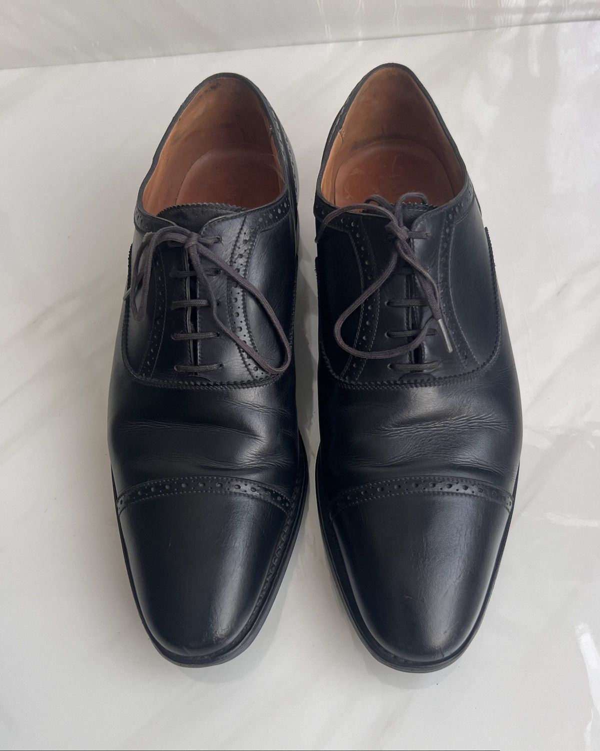 J.M. Weston J.M Weston Black Cap-Toe Quarter Brogue oxford Dress shoe Size US 7 / EU 40 - 11 Thumbnail