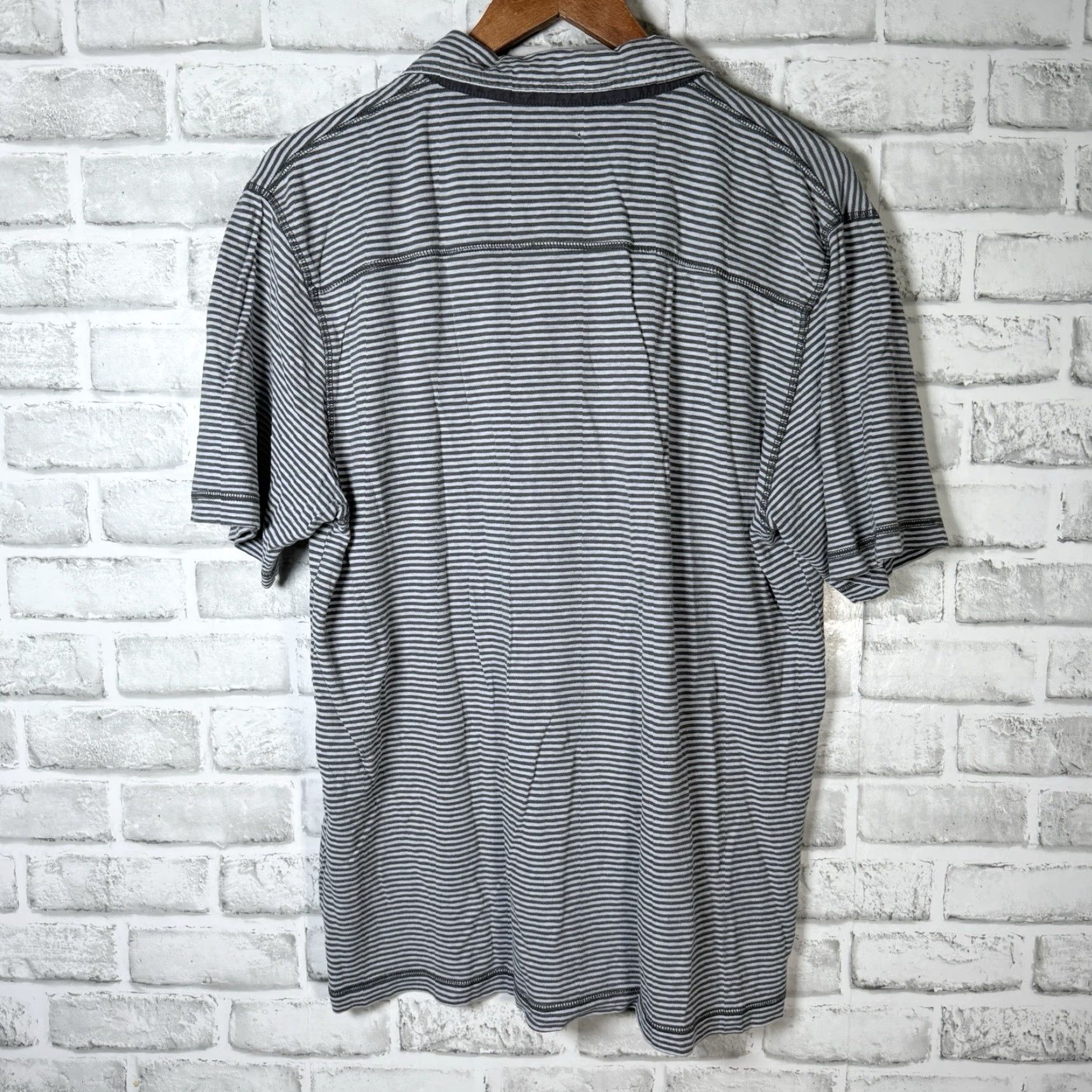 Gramicci VINTAGE Gramicci Polo Shirt Striped Mens L Blue Hemp Cotton Blend Regular Fit Size US L / EU 52-54 / 3 - 5 Thumbnail