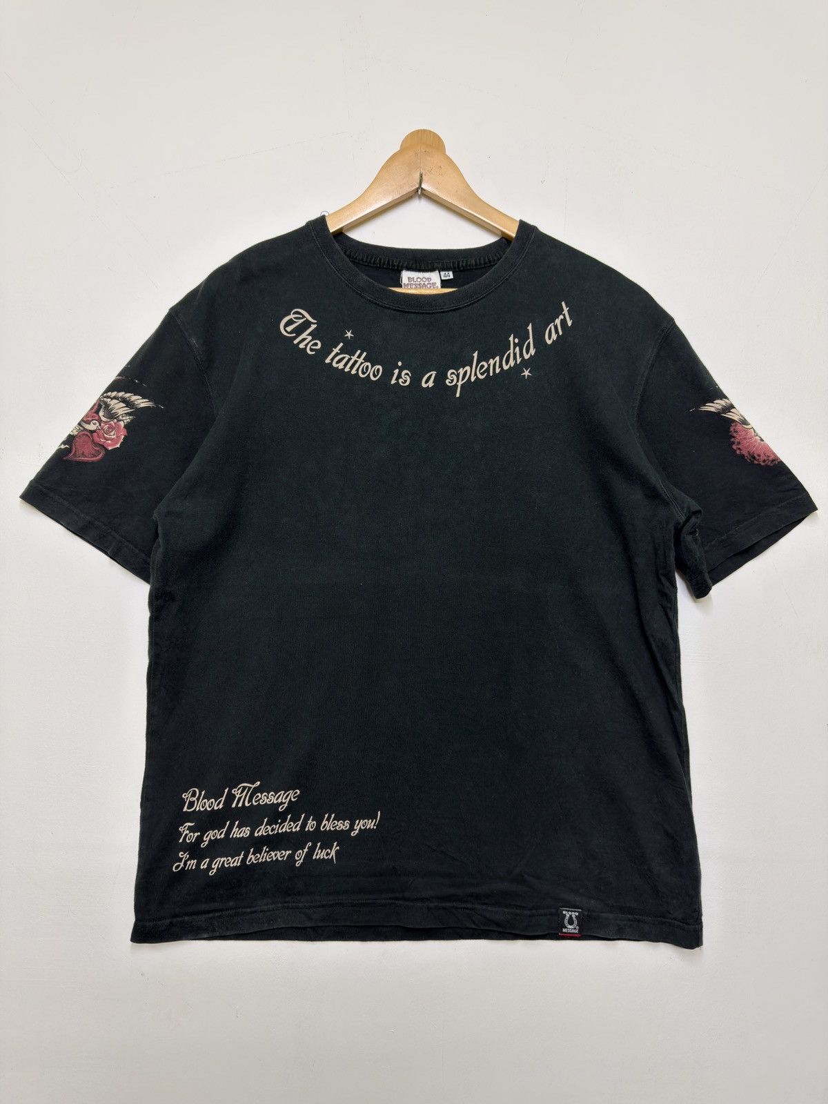 Vintage Vintage Blood Message Swallow Tattoo Graphic Tee Japan Size US S / EU 44-46 / 1 - 1 Thumbnail