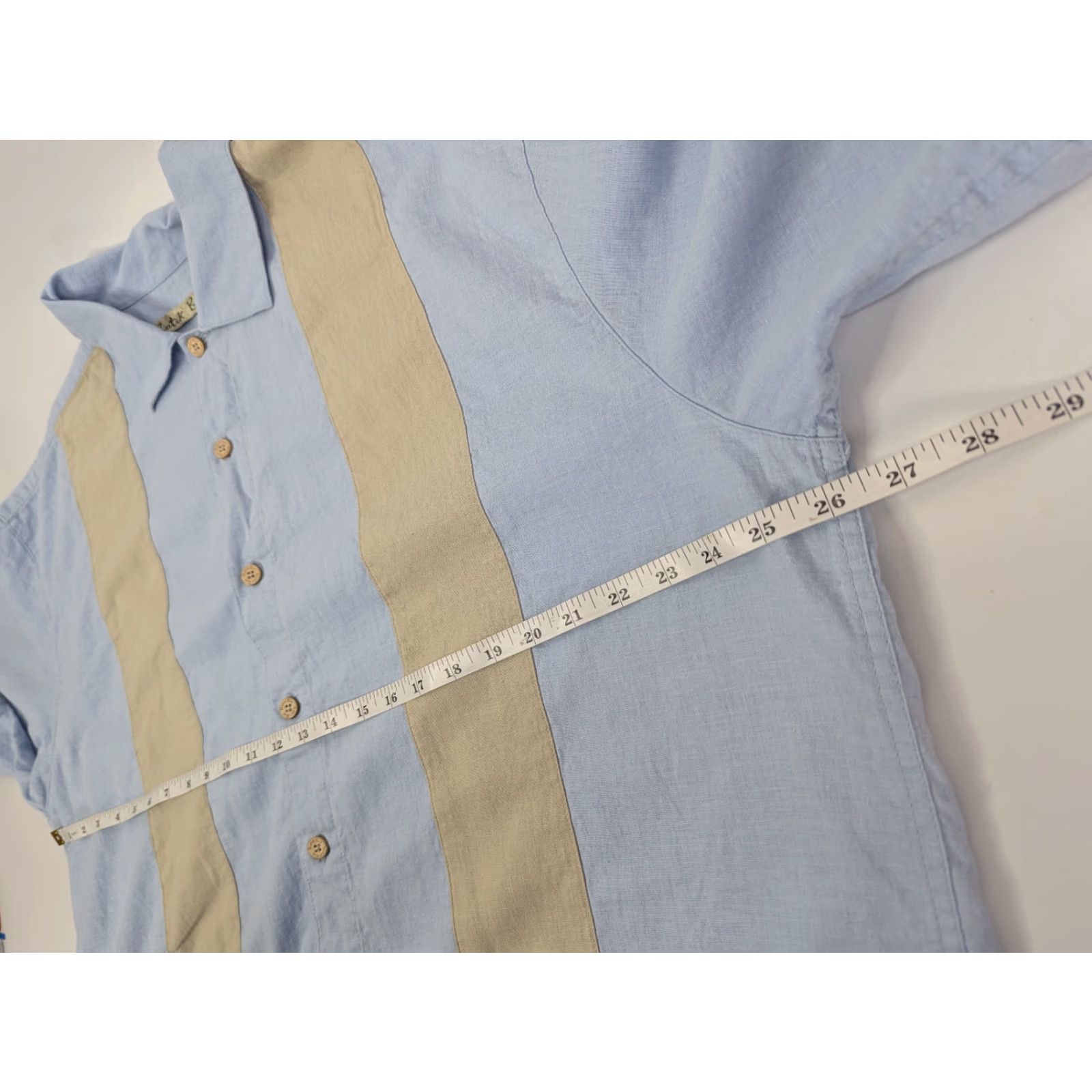 Vintage Batik Bay Shirt Button-Up Short Sleeve Linen Men 2XL Blue Size US XXL / EU 58 / 5 - 5 Thumbnail