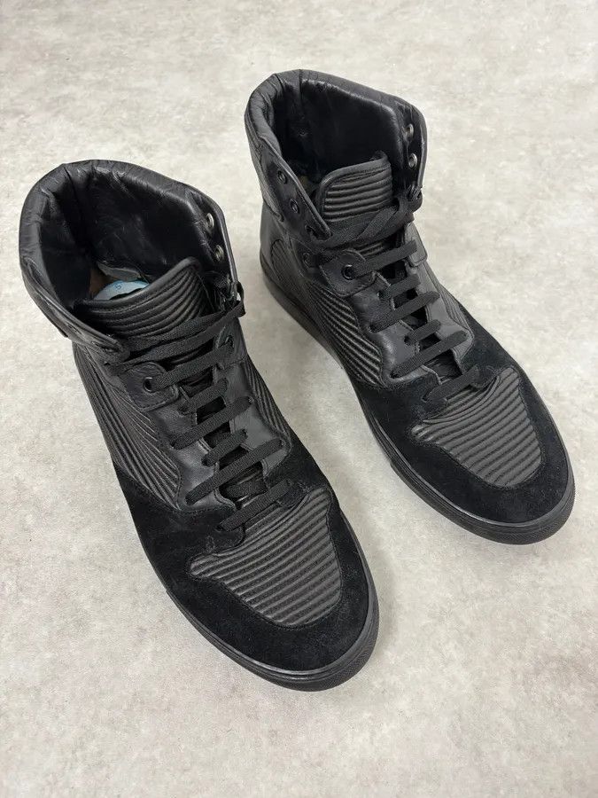 Balenciaga 2010s Balenciaga City Black Plissed Leather High Sneakers Size US 10.5 / EU 43-44 - 4 Thumbnail