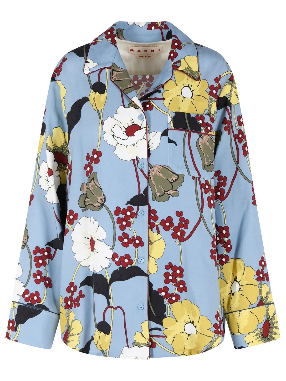 Marni MARNI Light Blue Viscose Shirt Size M / US 6-8 / IT 42-44 - 1 Thumbnail