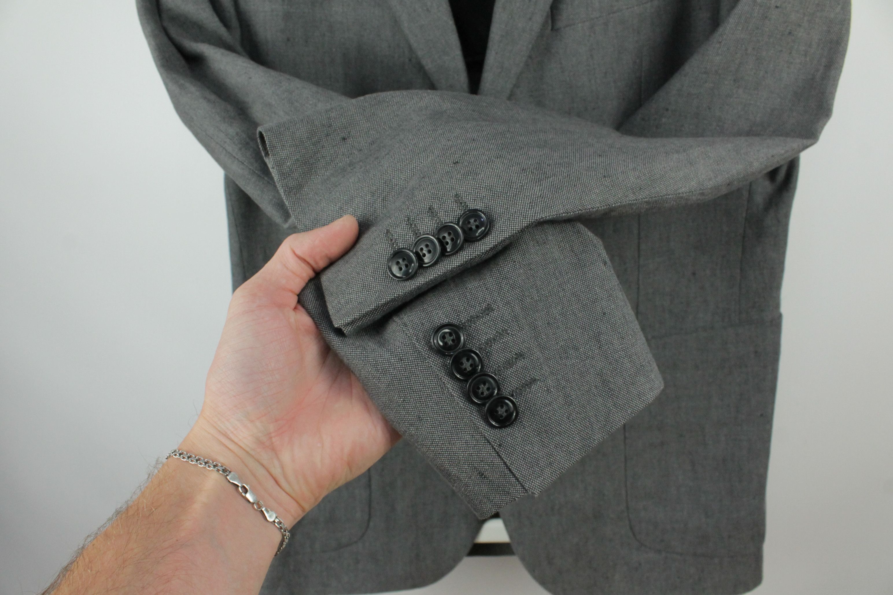 NAVYBOOT NAVYBOOT Gray Cotton Linen Sport Coat Blazer Jacket Size US M / EU 48-50 / 2 - 4 Thumbnail