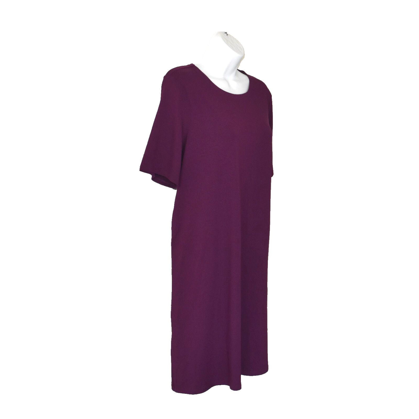 Eileen Fisher EILEEN FISHER Purple Jersey Short Sleeve Petite Dress Sz PL Size XL / US 12-14 / IT 48-50 - 2 Thumbnail