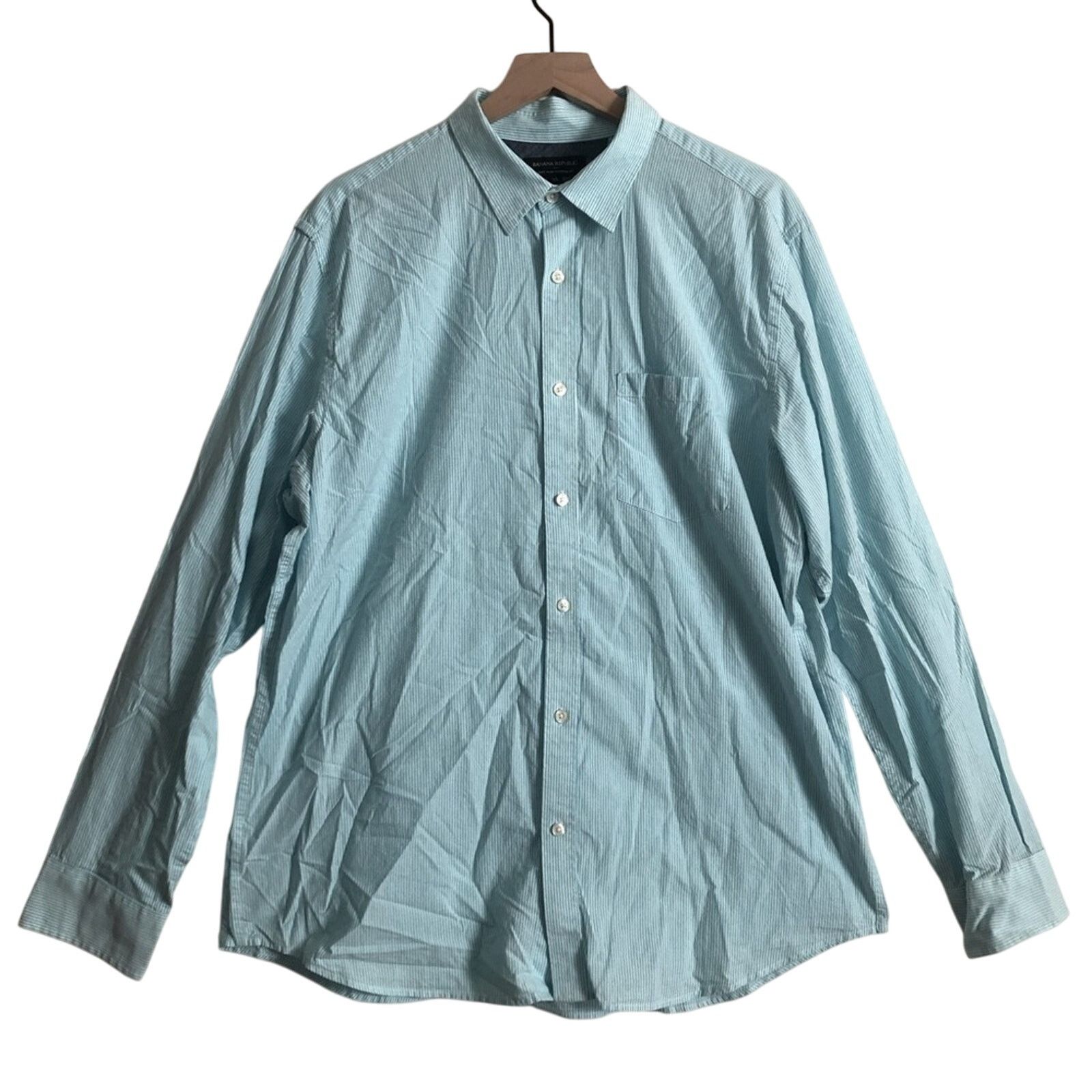 Banana Republic Banana Republic Soft Wash Blue Striped Button Up Shirt Size US XL / EU 56 / 4 - 1 Thumbnail