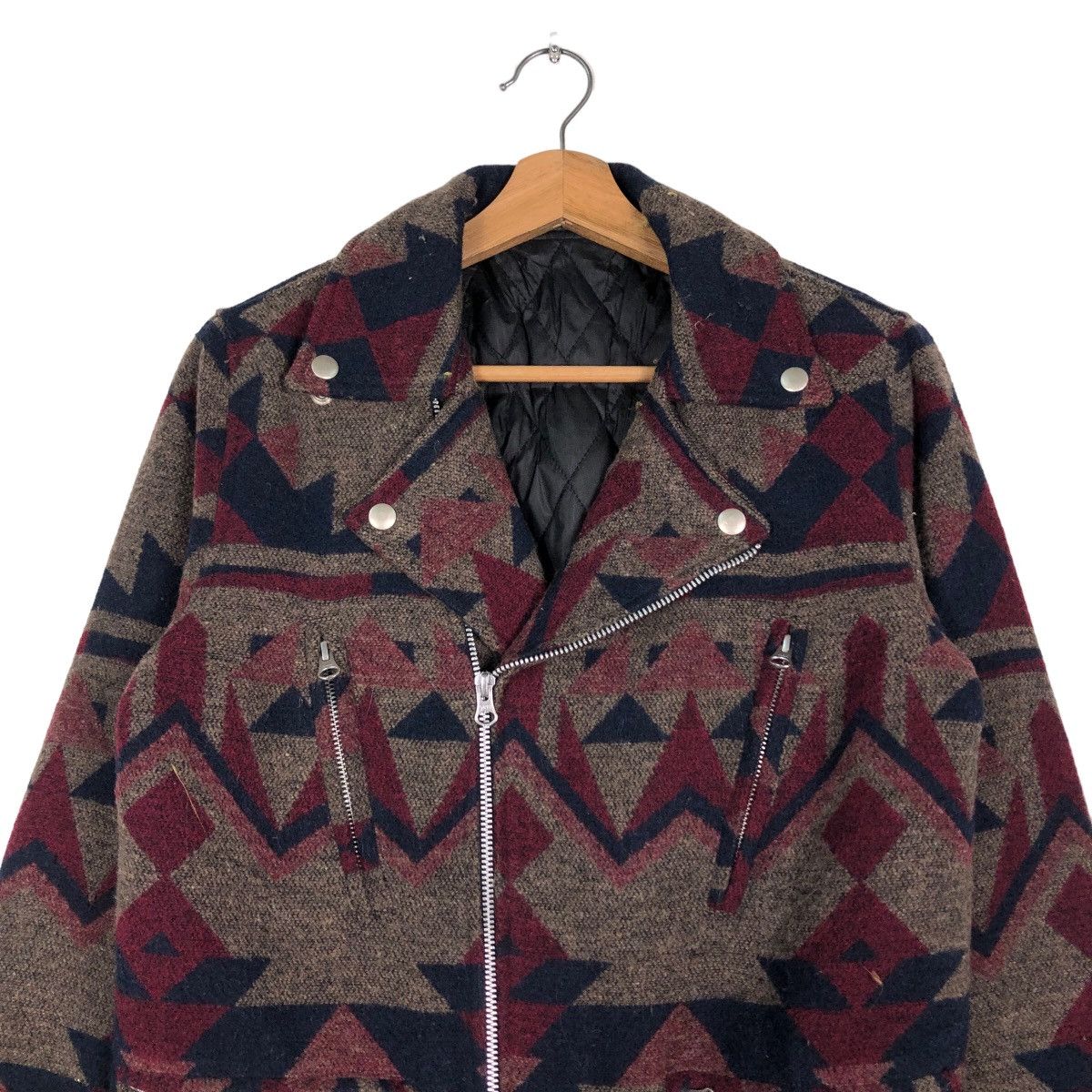 Hysteric Glamour 🔥Vintage Wool Biker Jacket Navajo Design Double Collar Size US M / EU 48-50 / 2 - 3 Thumbnail