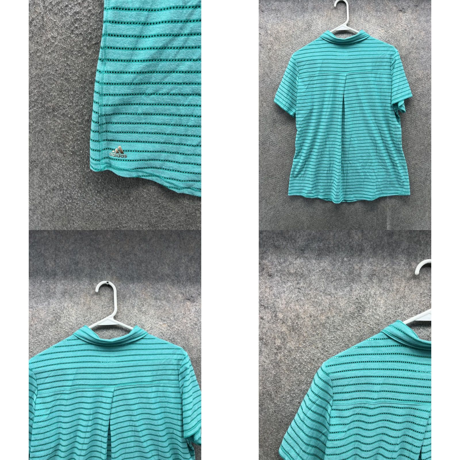 Adidas Adidas Climacool Polo Shirt Womens XL Green Stripe Short Sleeve Knit Golf Lightweight Moisture Wicking Breathable Regular Fit Climacool Logo New Size XL / US 12-14 / IT 48-50 - 8 Thumbnail