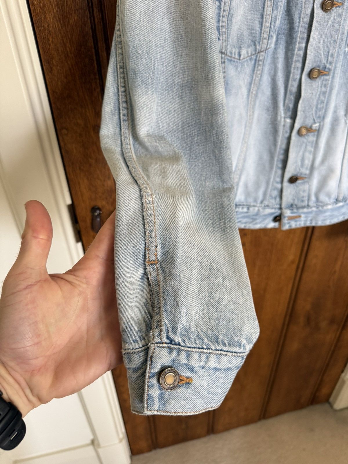 Saint Laurent Paris SS21 Saint Laurent denim trucker jacket crash thrashed grail Size US L / EU 52-54 / 3 - 15 Thumbnail
