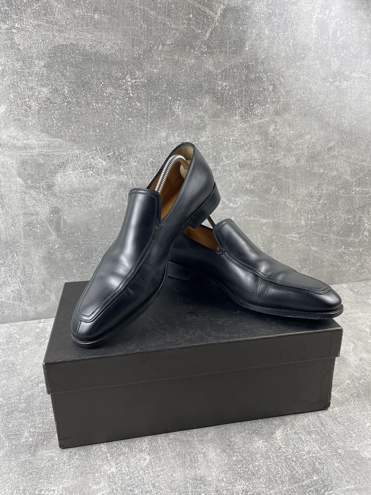 Gucci × Vintage Gucci Archive Black Leather Moccasins Slip-on Shoes Size US 10 / EU 43 - 2 Thumbnail