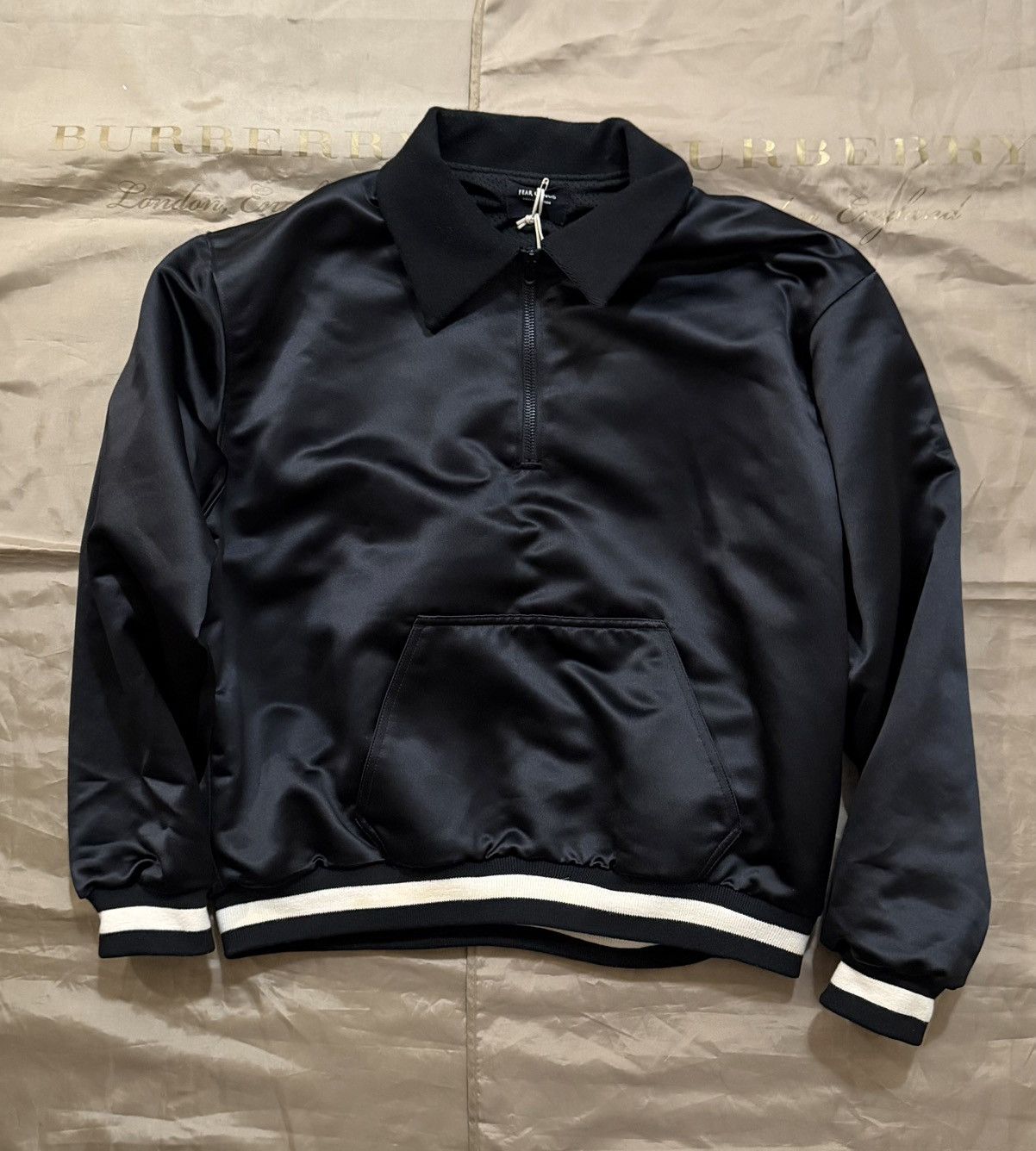 Fear of God FEAR OF GOD Half Zip Satin Bomber Jacket In Black size L Size US L / EU 52-54 / 3 - 2 Thumbnail