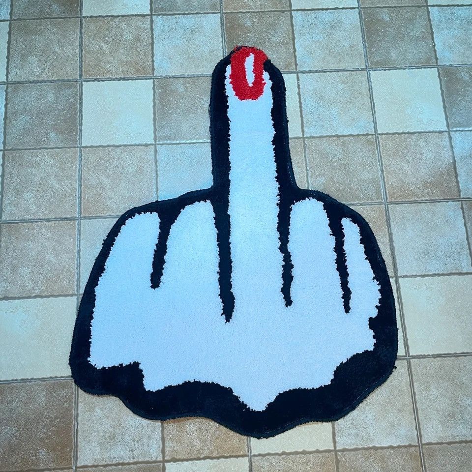 Designer Red Middle Finger Shaped Soft Bedroom Carpet Rug Size ONE SIZE - 6 Thumbnail