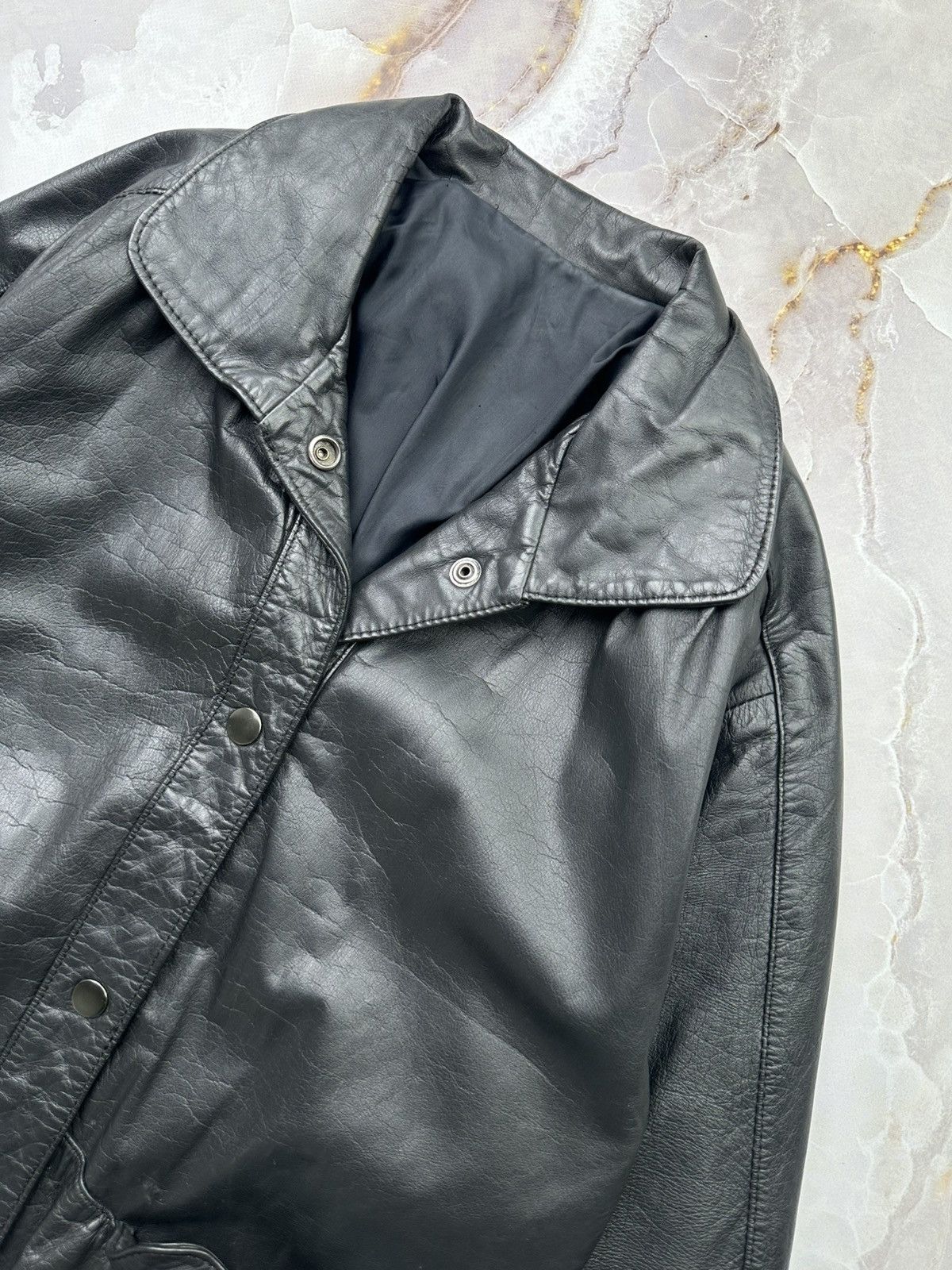 Japanese Brand Vintage Leather Jacket (E1) Size S / US 4 / IT 40 - 4 Thumbnail