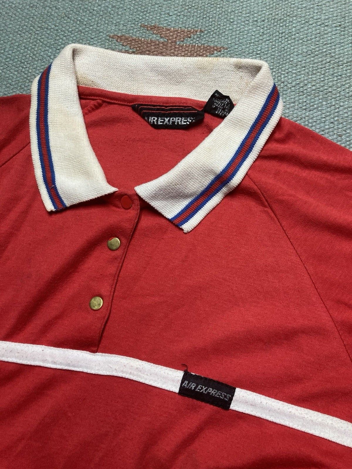 Vintage Vintage 70s polo shirt soft red white boxy cropped large Size US L / EU 52-54 / 3 - 3 Thumbnail