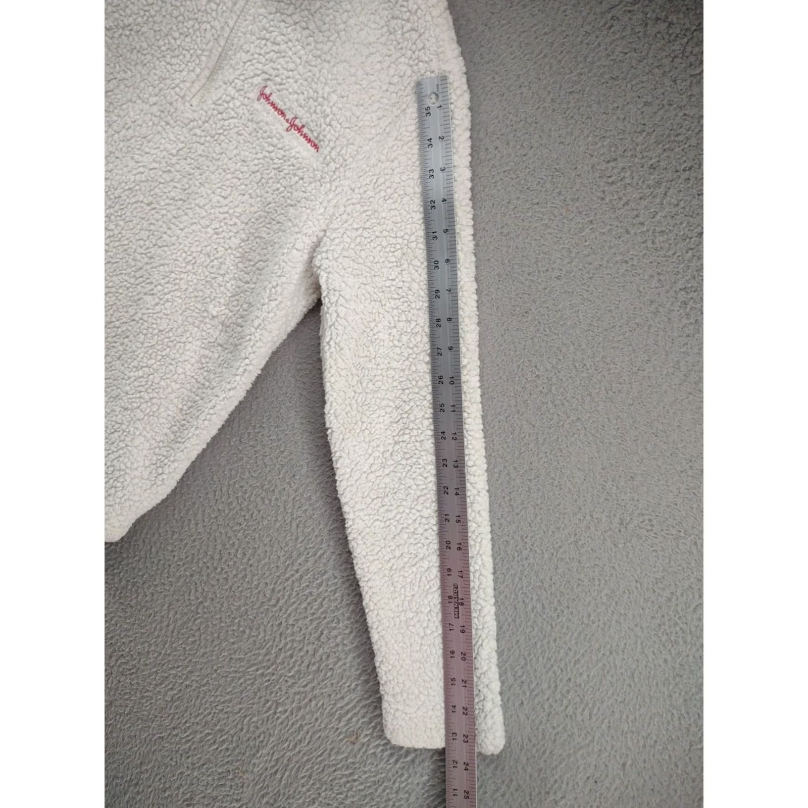 Lands' End Lands' End Johnson & Johnson 1/4 Zip Sherpa Pullover Sweater Women's S Ivory Polyester Fleece Long Sleeve Collared Pullover Casual 100% Polyester Size S / US 4 / IT 40 - 7 Thumbnail