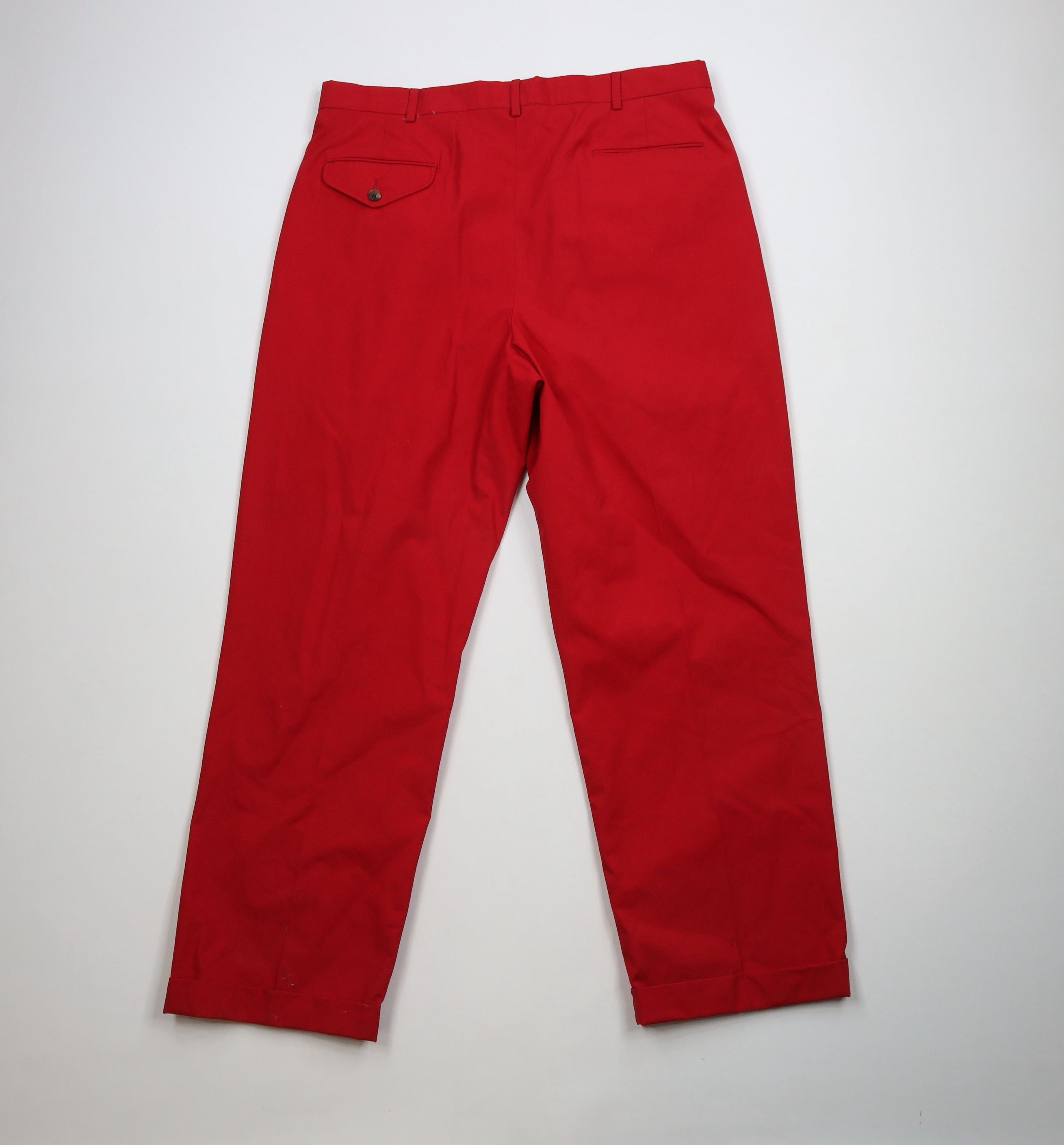 Lands' End × Vintage Vintage 90s Lands End Cuffed Wide Leg Chino Pants Red USA Size US 38 / EU 54 - 11 Thumbnail