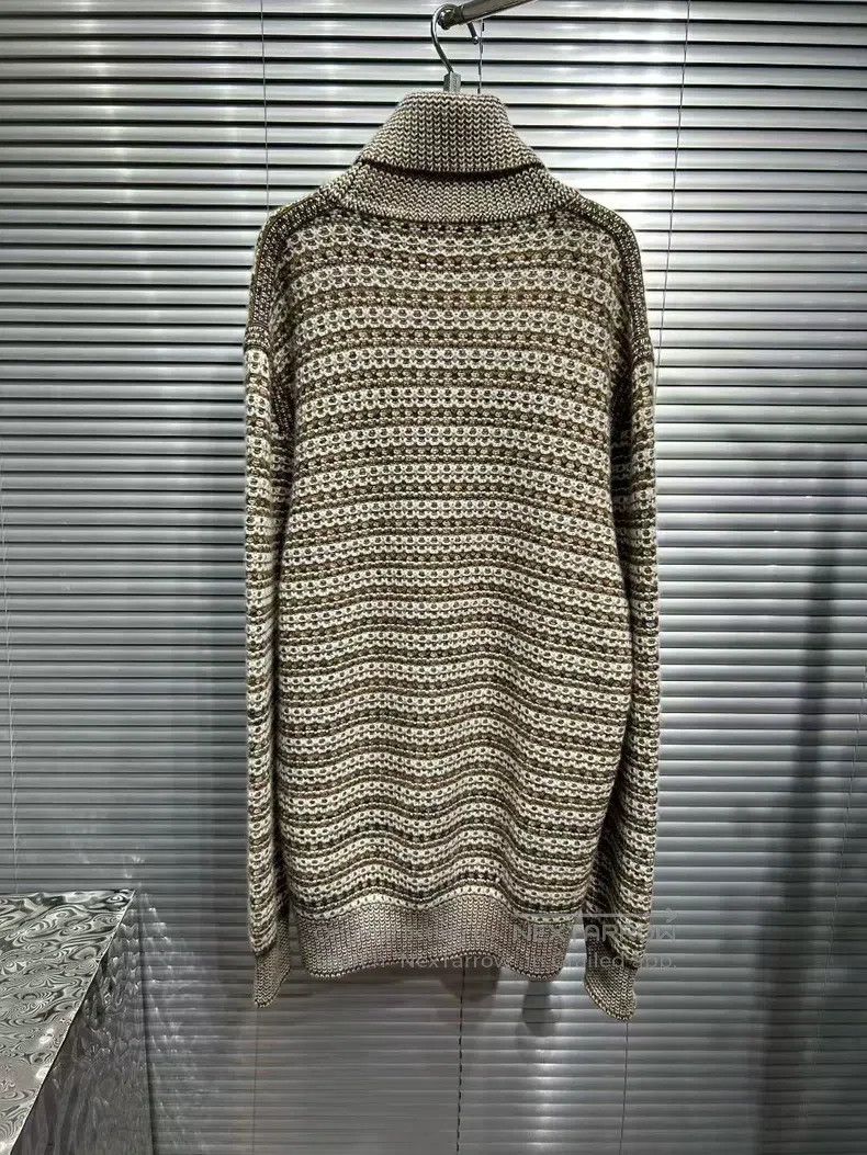 Loro Piana LORO PIANA Leather Trimmed Ribbed Cashmere Knit Sweater Size US L / EU 52-54 / 3 - 2 Thumbnail