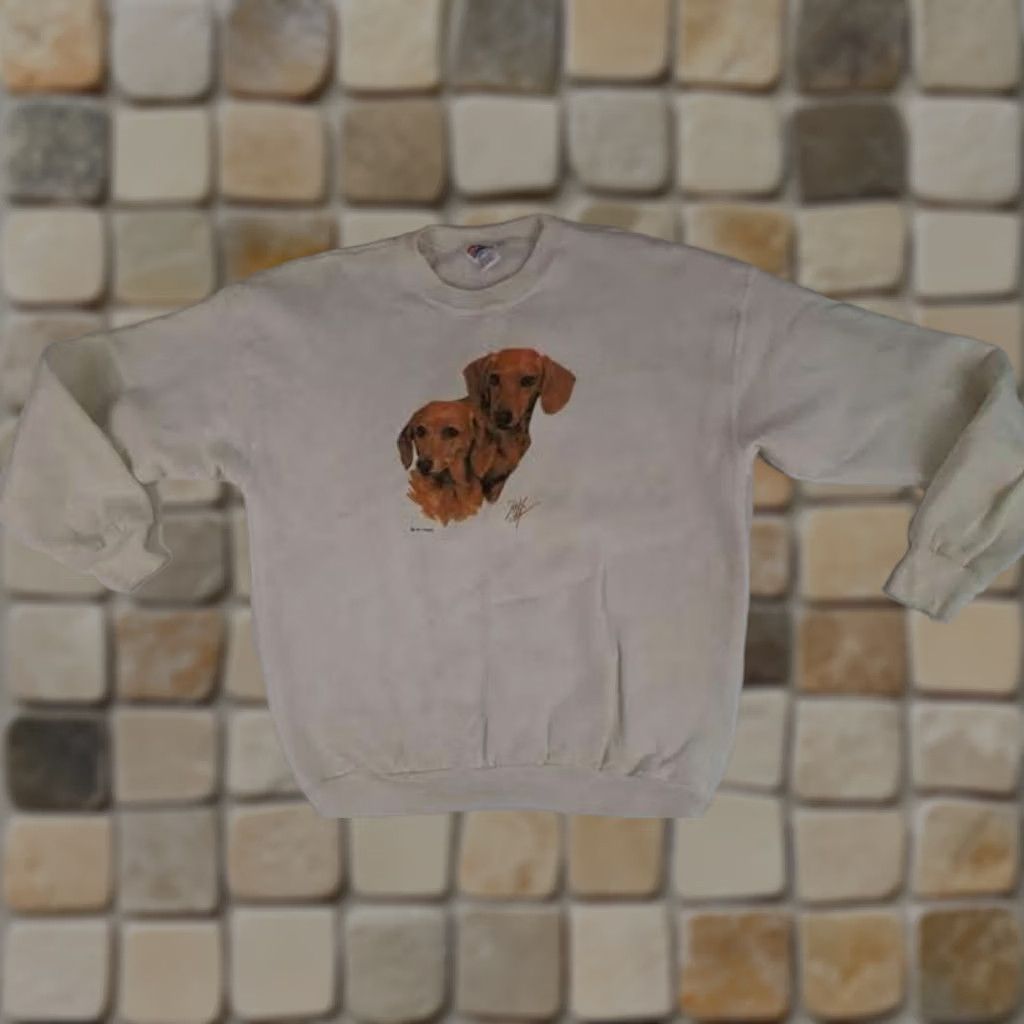 Hanes VINTAGE Hanes Shirt L White Dachshunds Dogs Printed USA Made Sweatshirt Size US L / EU 52-54 / 3 - 1 Thumbnail