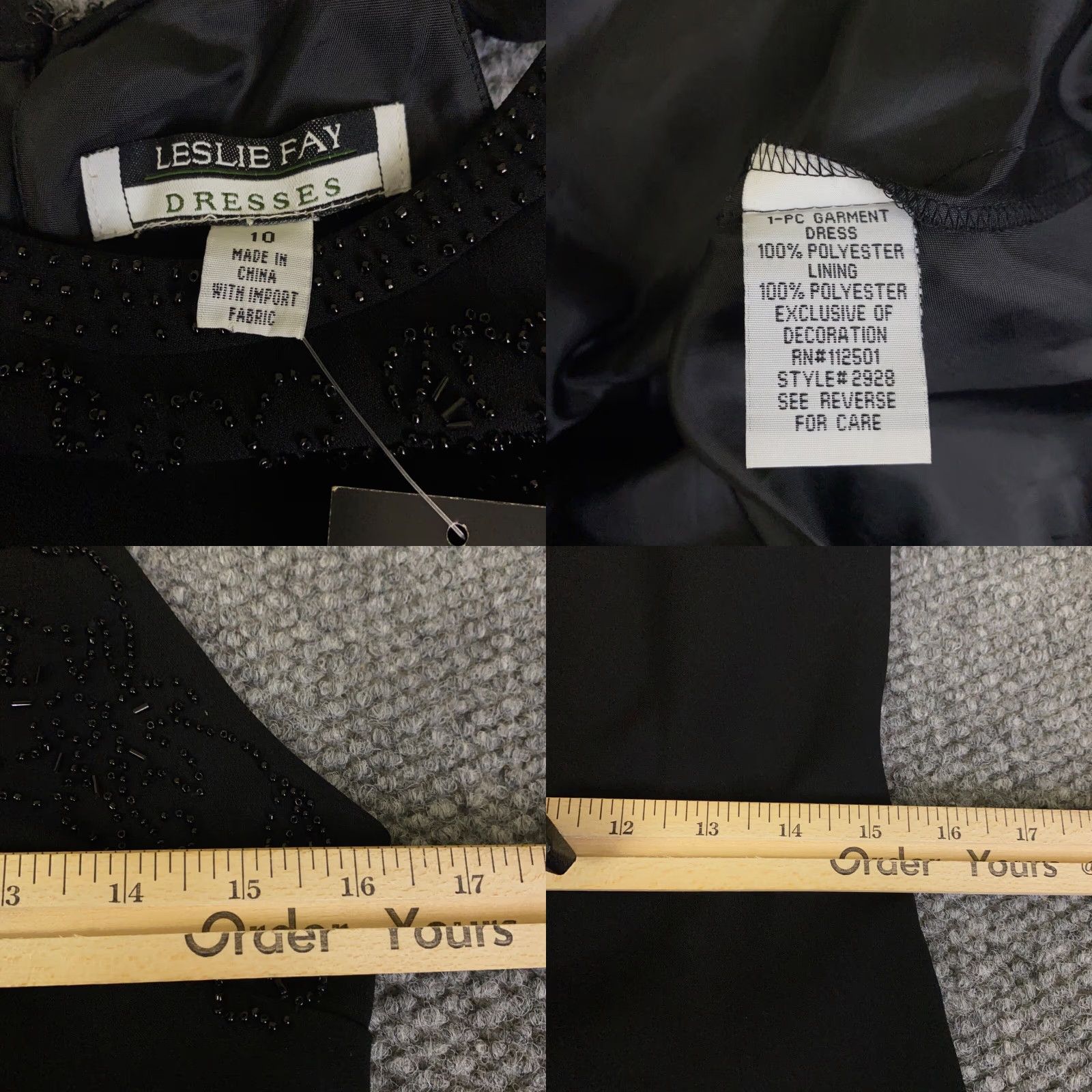Vintage Leslie Fay Dress Womens Size 10 Black Sleeveless Beaded Fit Flare Above Knee Size L / US 10 / IT 46 - 10 Thumbnail